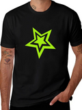 Black T-shirt with Green Star Graphic