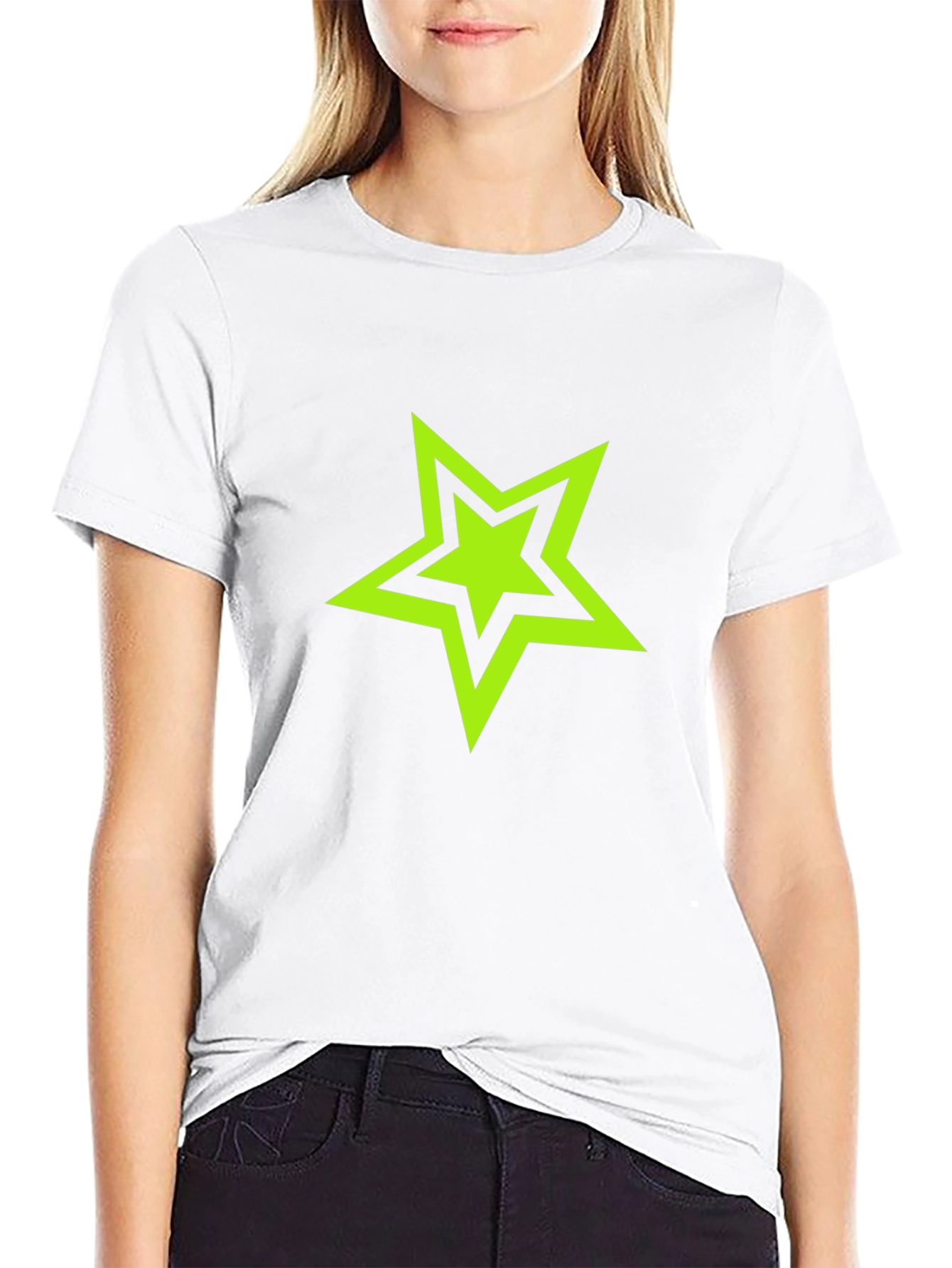 Black T-shirt with Green Star Graphic