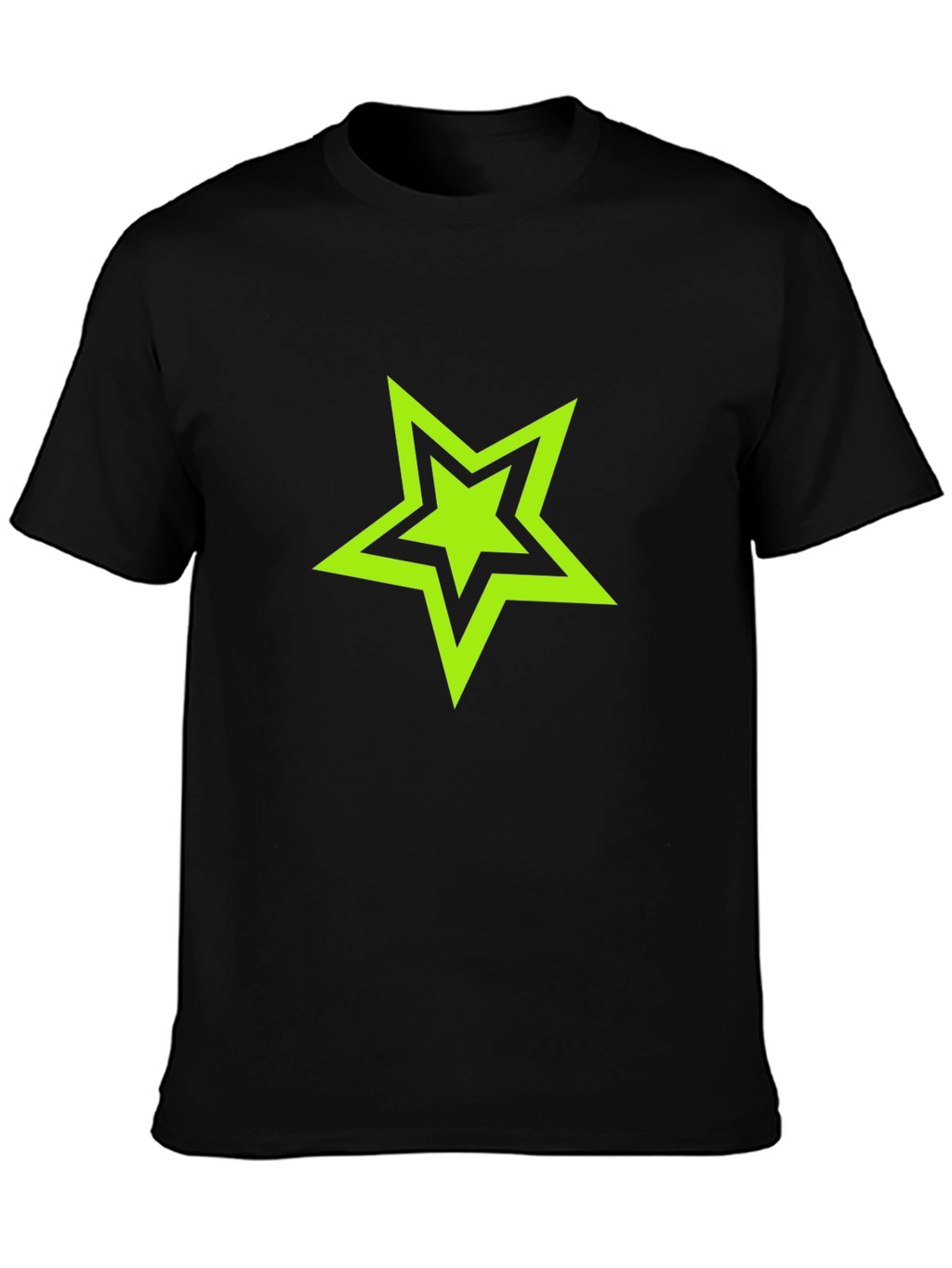 Black T-shirt with Green Star Graphic
