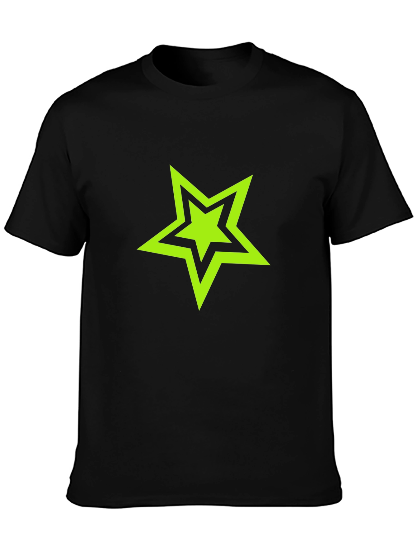 Black T-shirt with Green Star Graphic