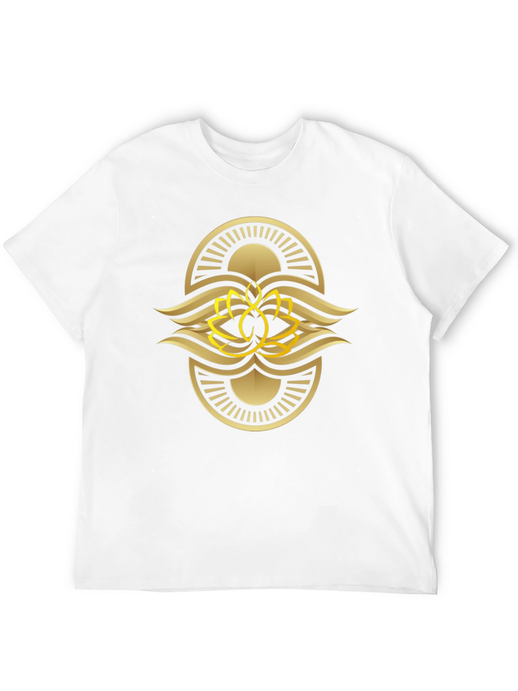 Black Tee with Gold Lotus Design