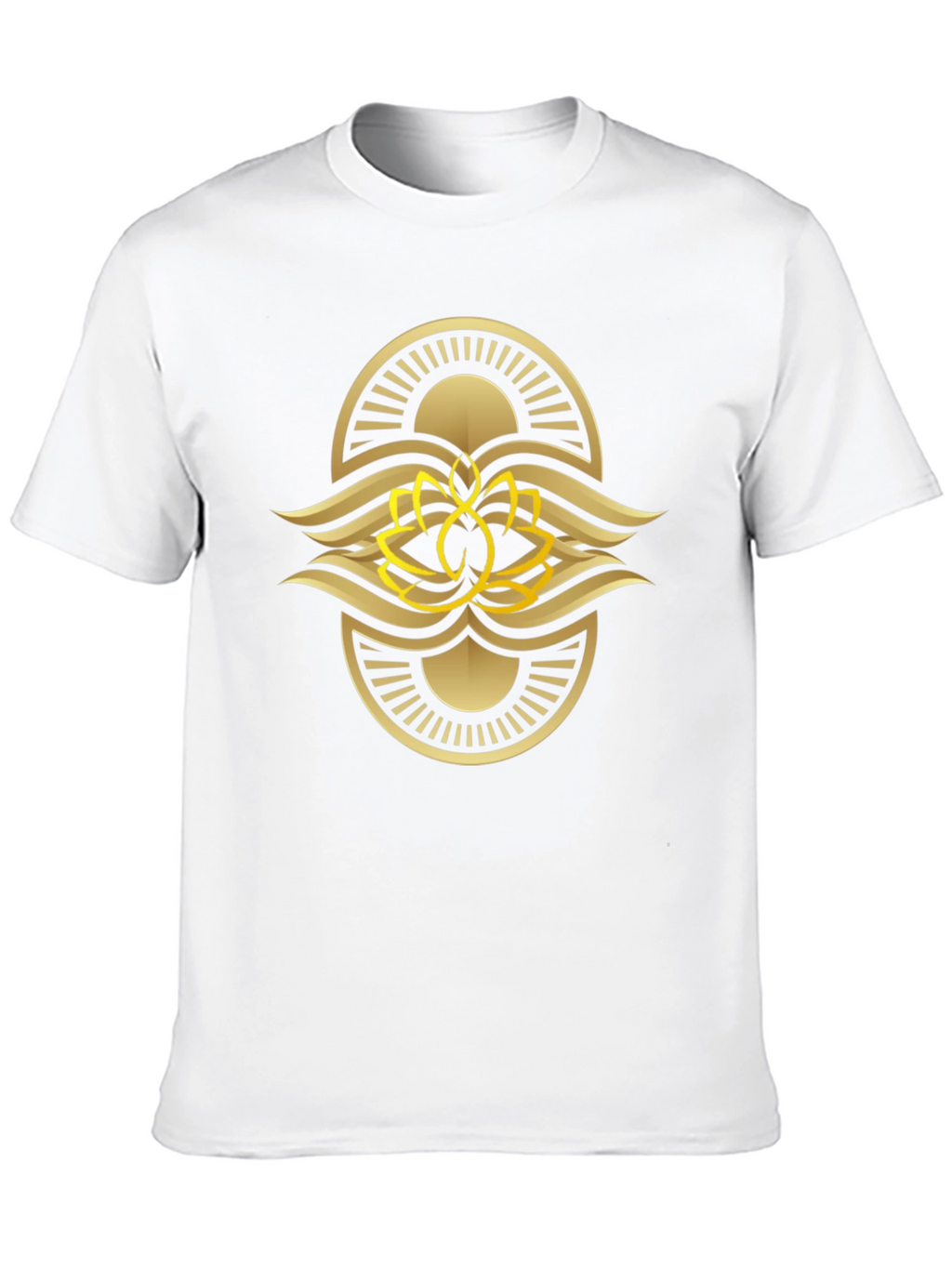 Black Tee with Gold Lotus Design
