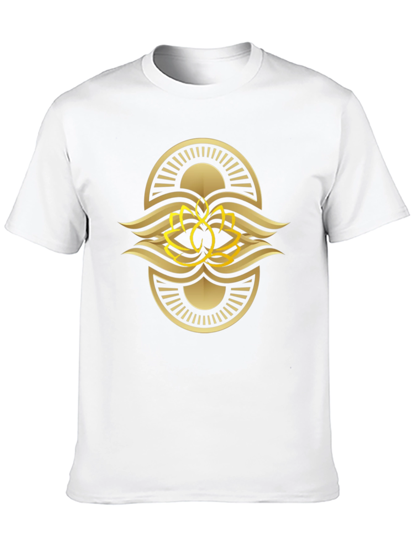 Black Tee with Gold Lotus Design