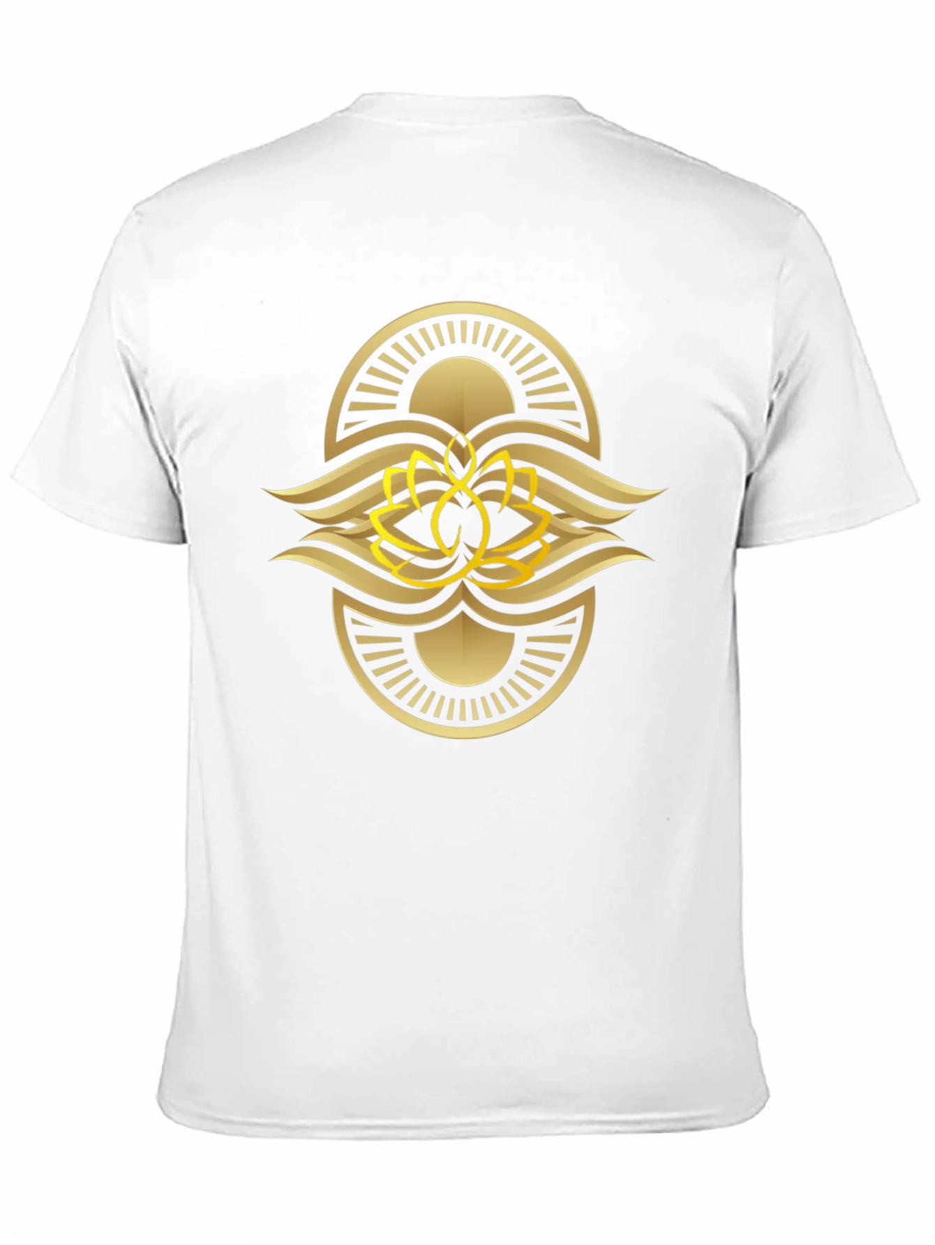 Black Tee with Gold Lotus Design