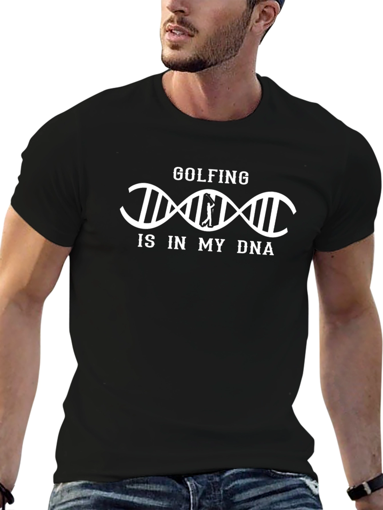 Golfing DNA Graphic T-Shirt - Black