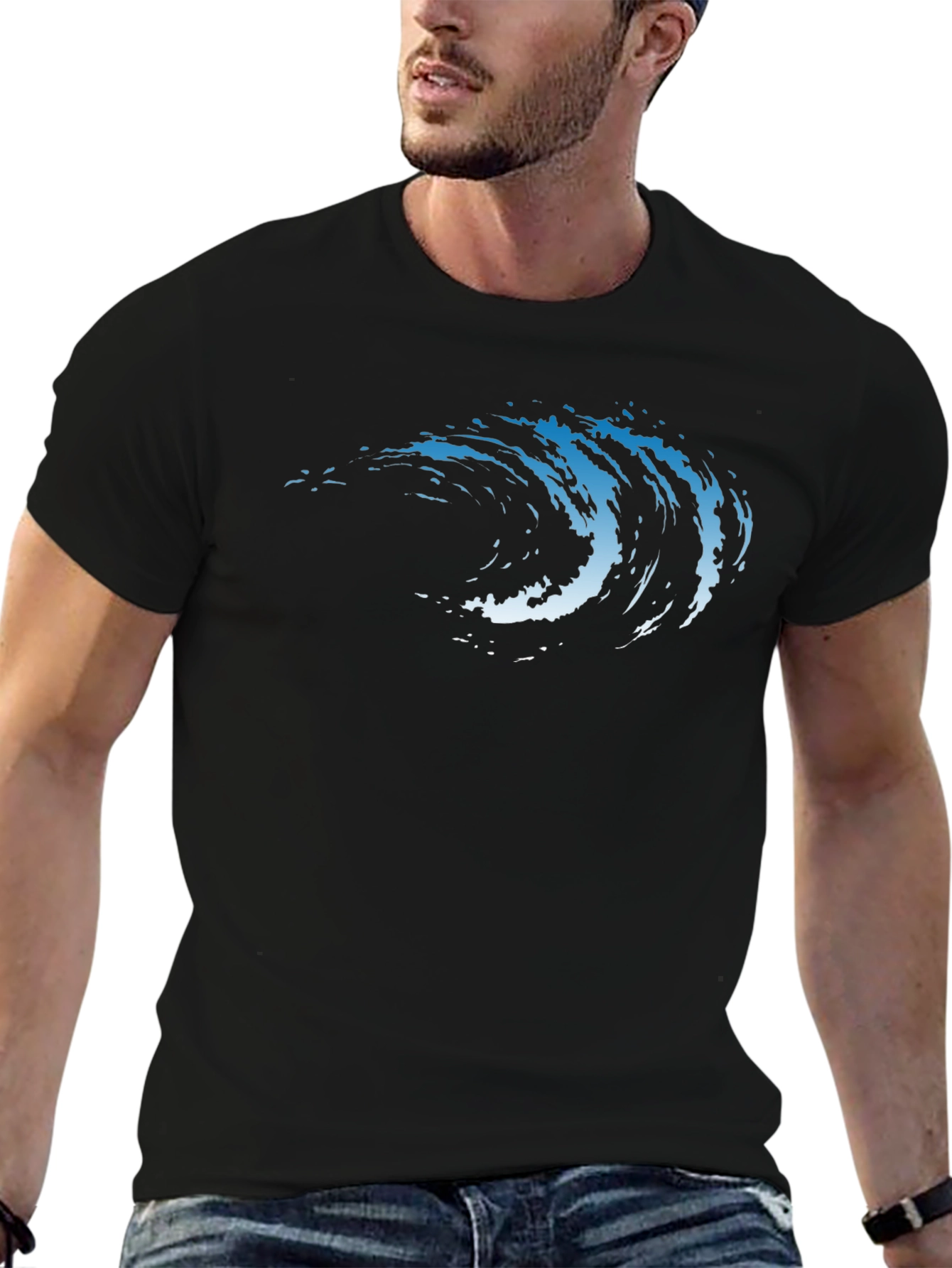 Wave Graphic Tee - Cool Black T-Shirt
