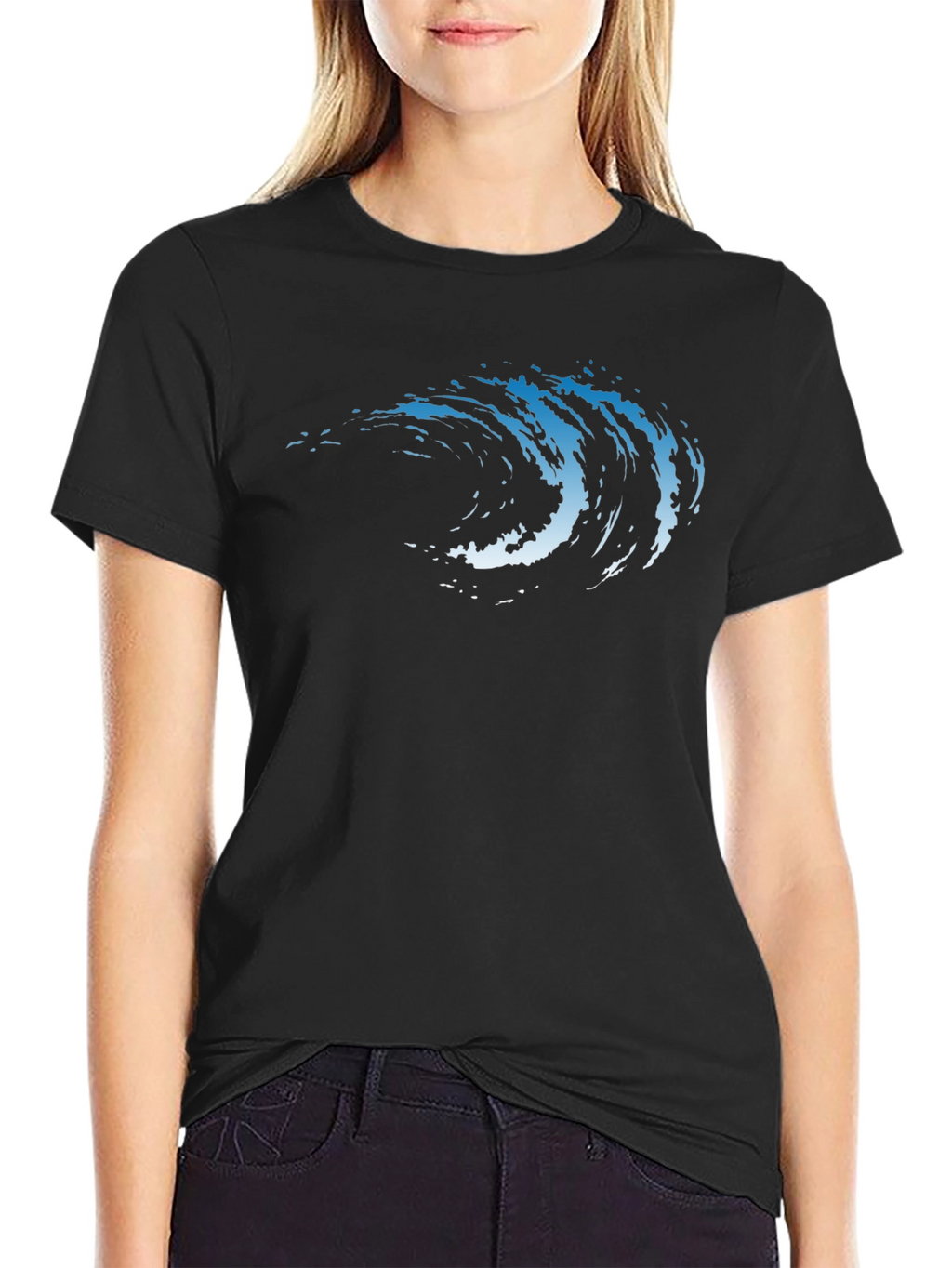 Wave Graphic Tee - Cool Black T-Shirt