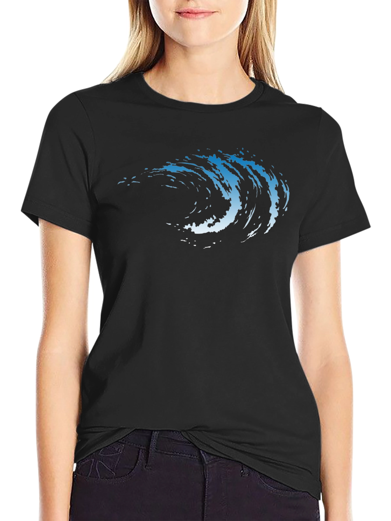 Wave Graphic Tee - Cool Black T-Shirt