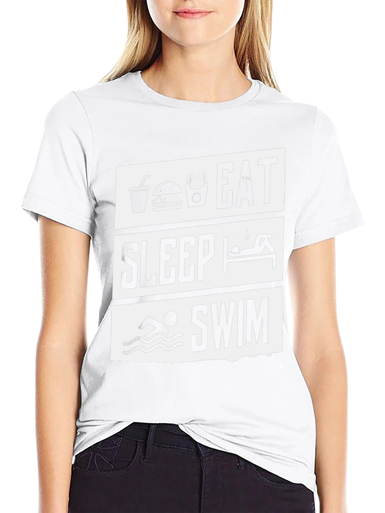 Eat Sleep Swim Graphic Tee - Black Cotton T-Shirt