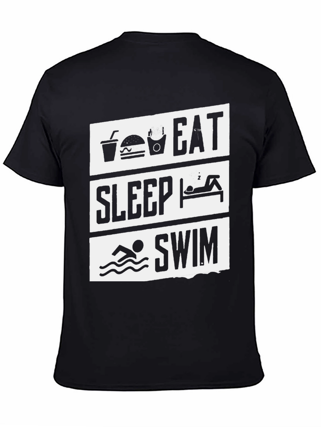 Eat Sleep Swim Graphic Tee - Black Cotton T-Shirt