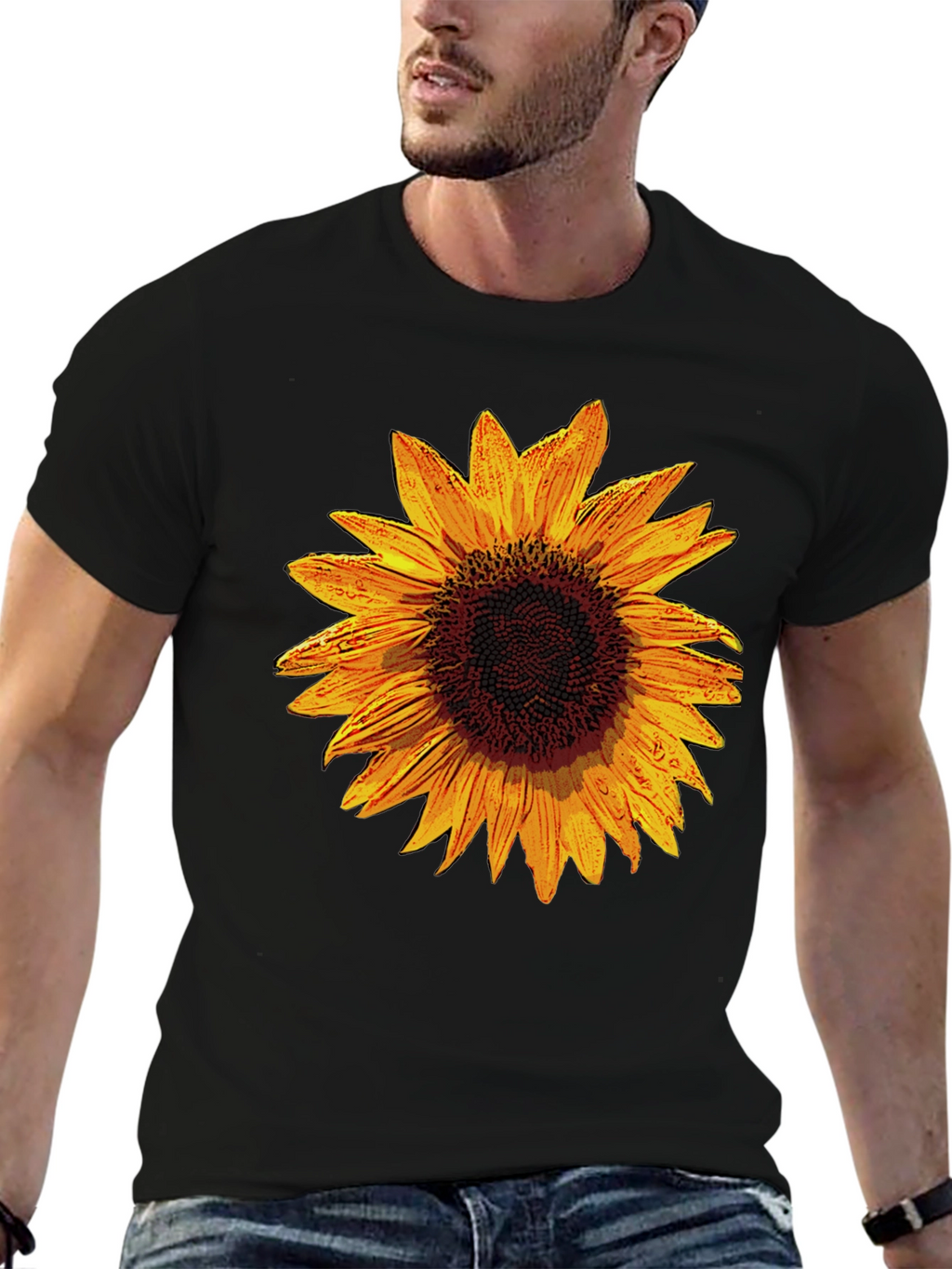 Sunflower Graphic Black T-Shirt