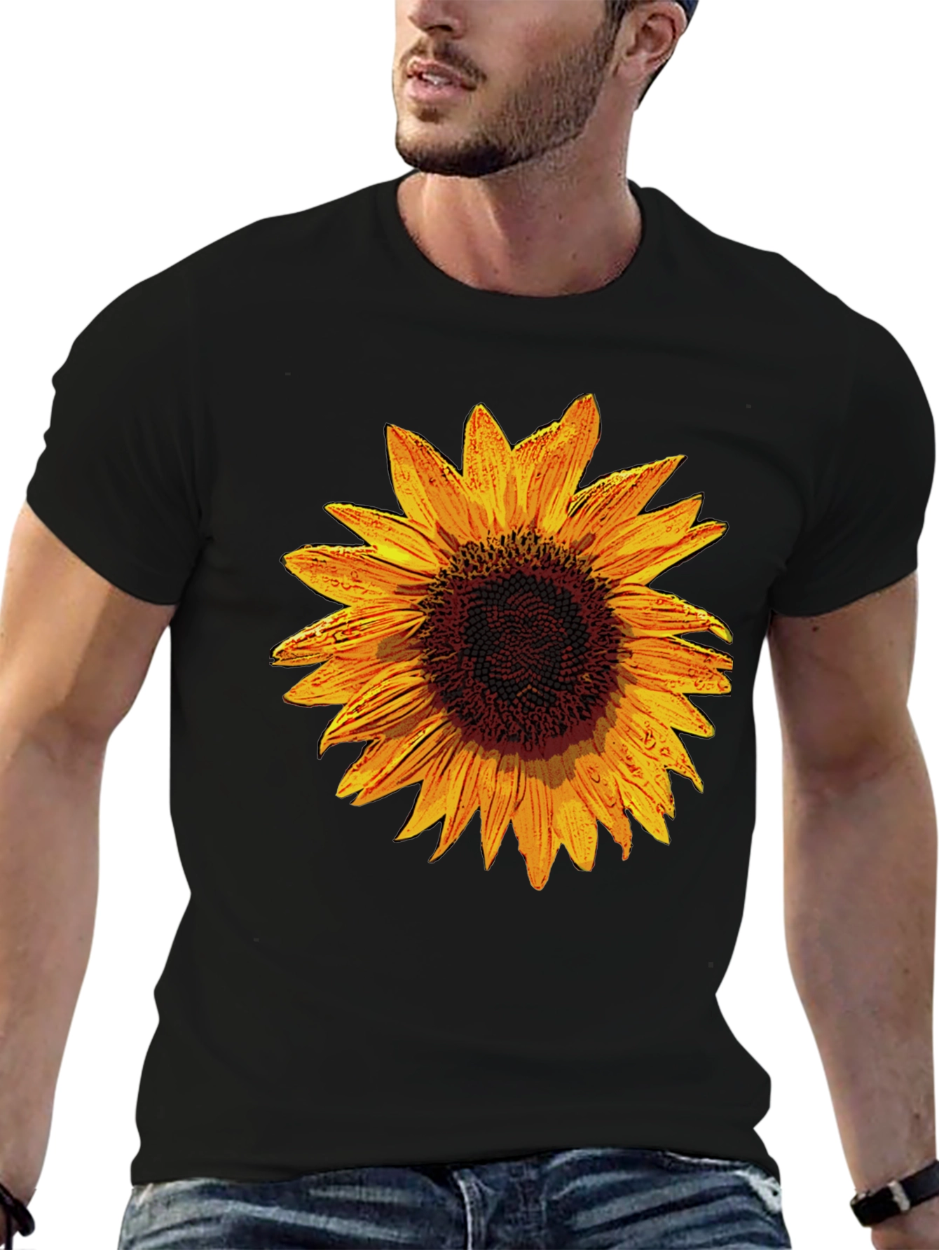 Sunflower Graphic Black T-Shirt