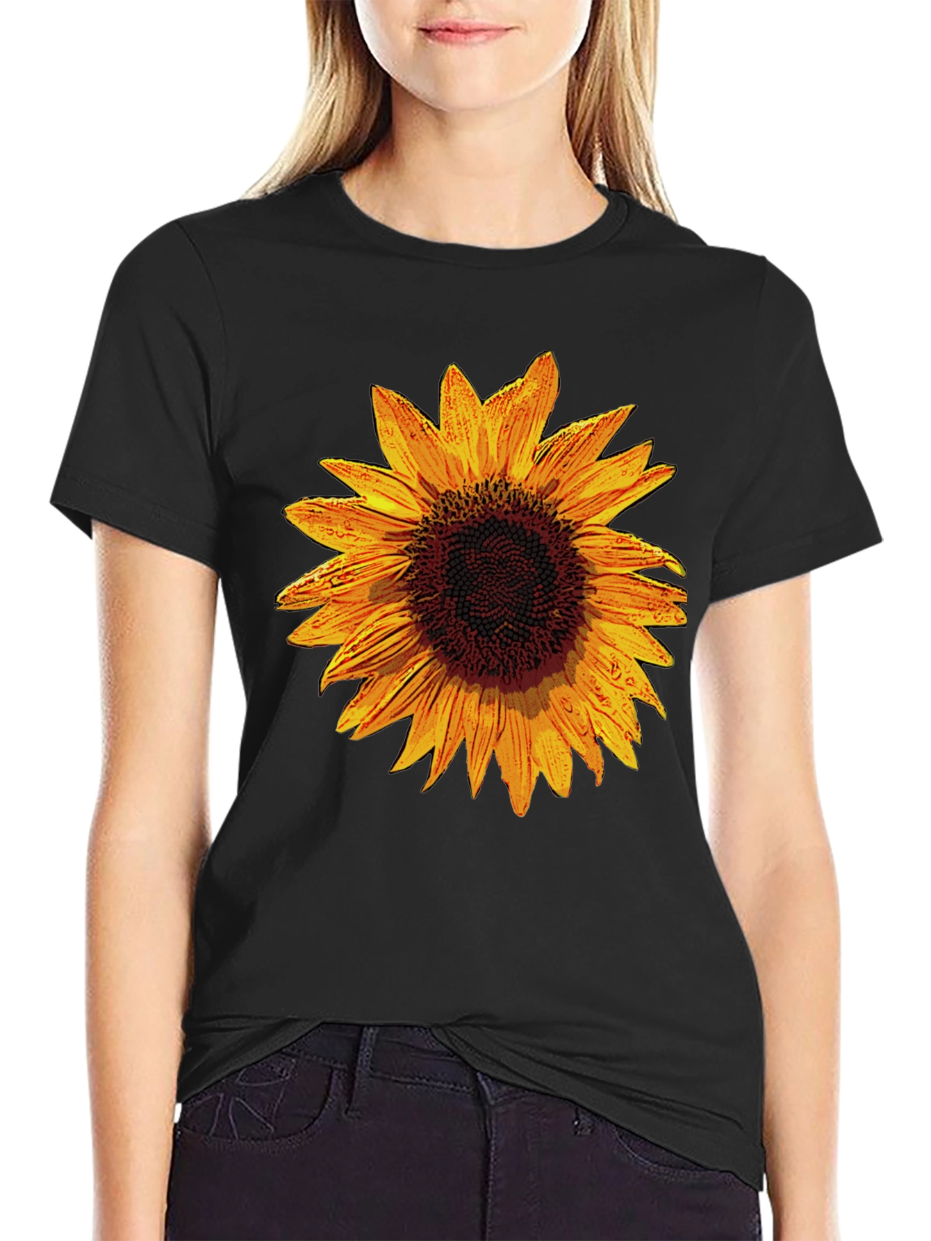 Sunflower Graphic Black T-Shirt