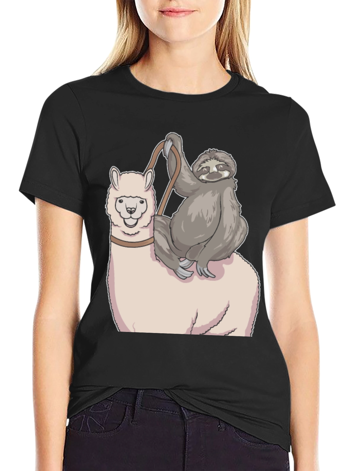 Sloth Riding Llama Graphic Tee