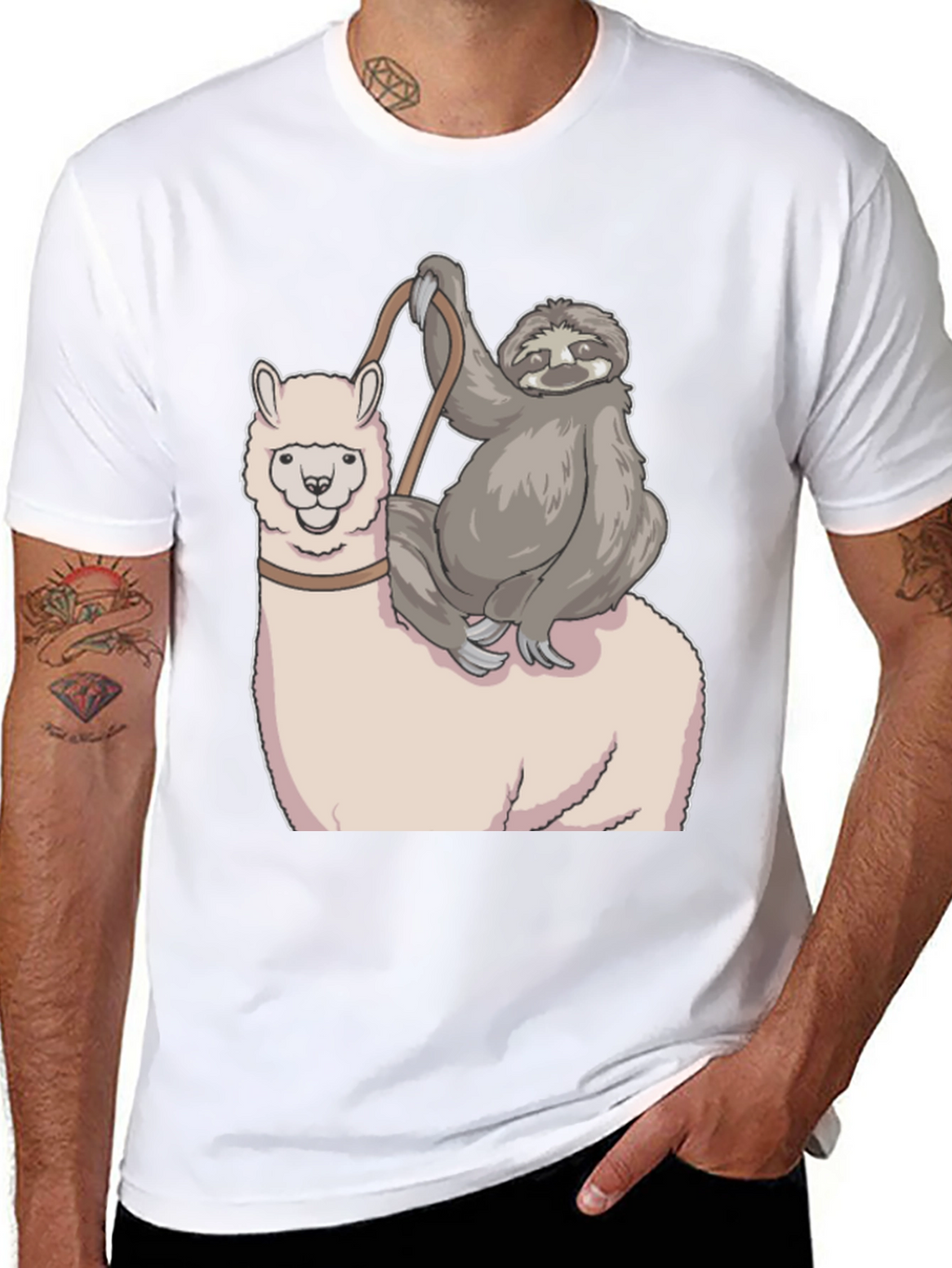 Sloth Riding Llama Graphic Tee