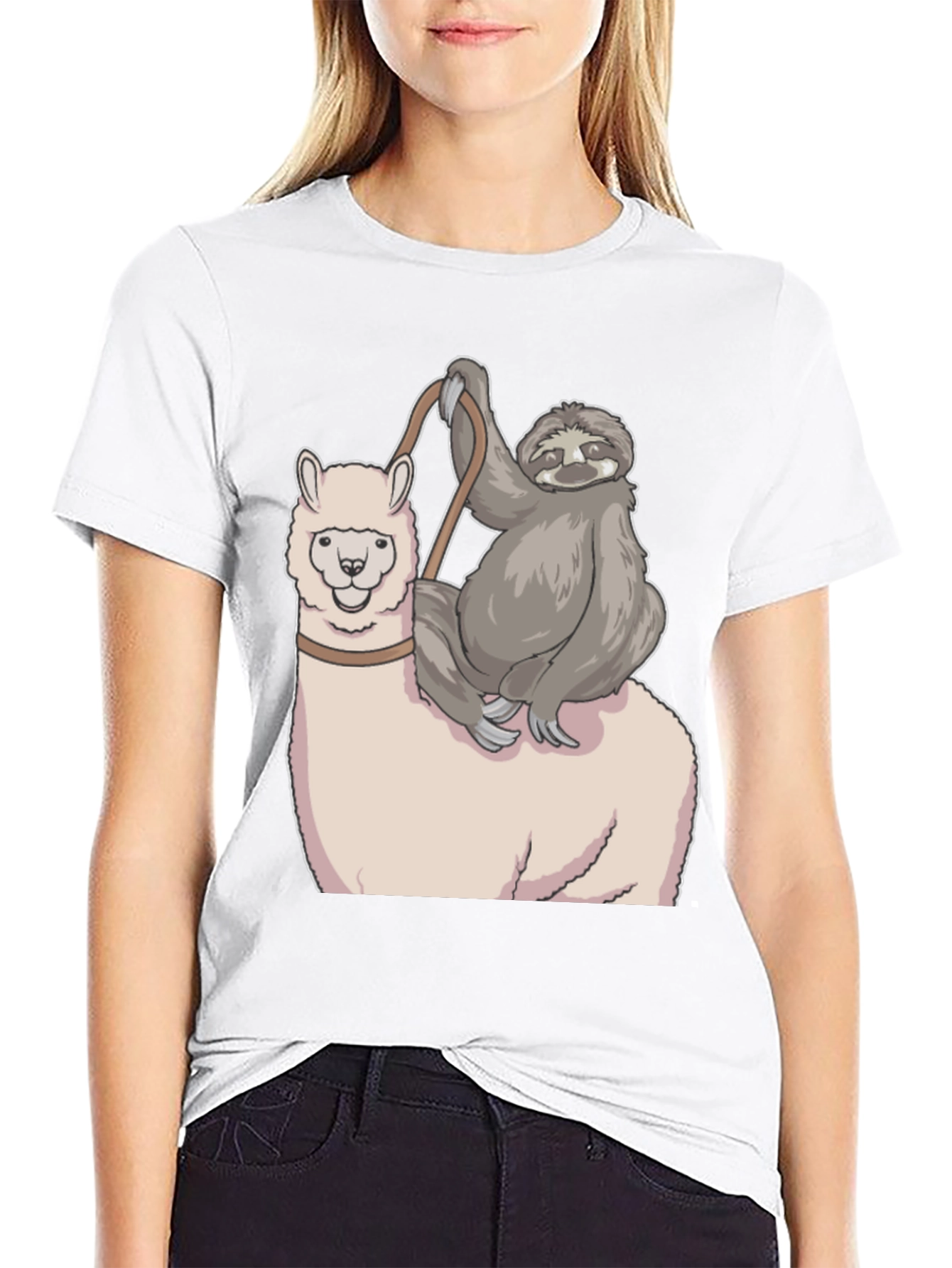 Sloth Riding Llama Graphic Tee