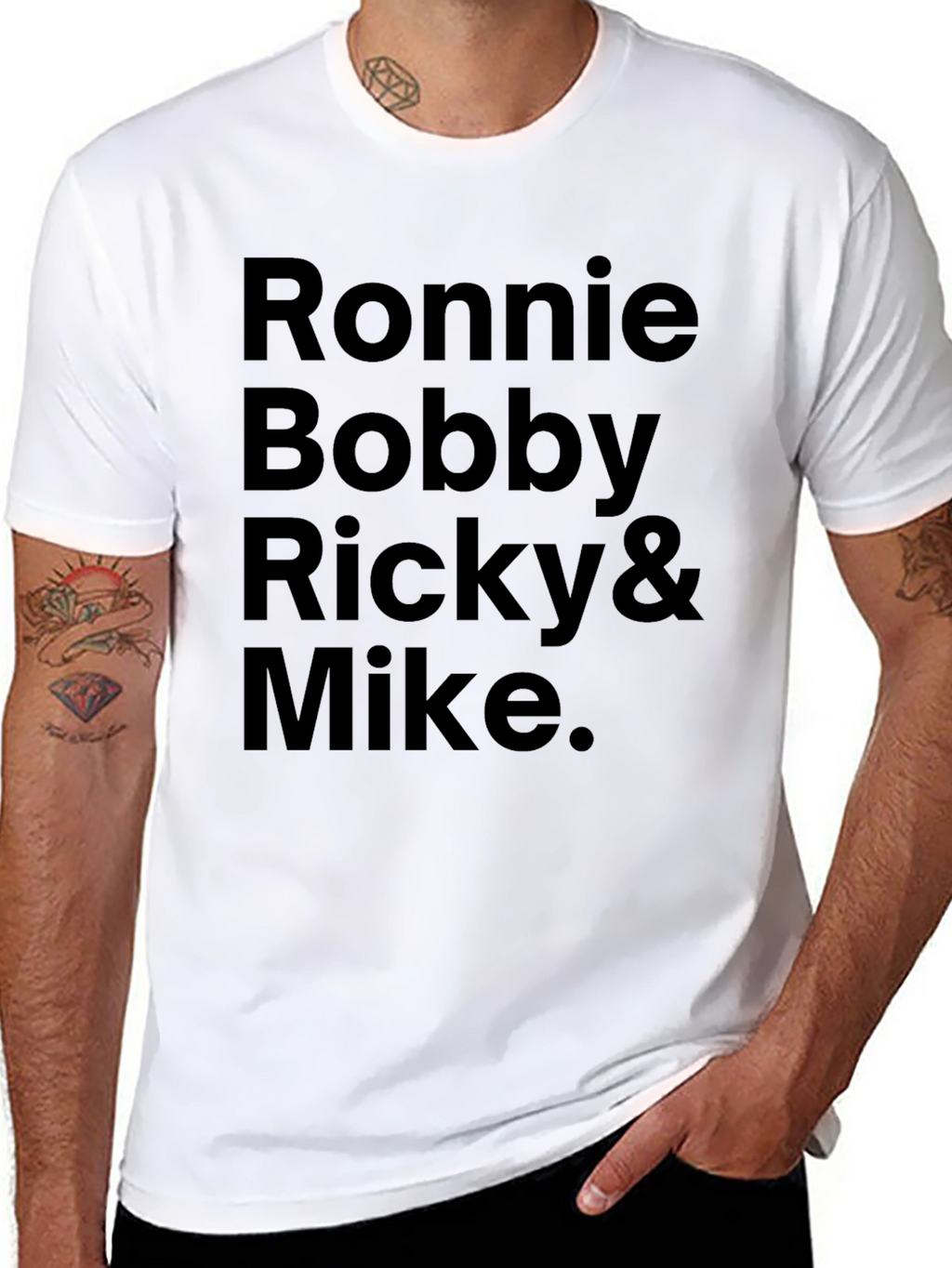 Ronnie Bobby Ricky Mike Mens Black Graphic Tee