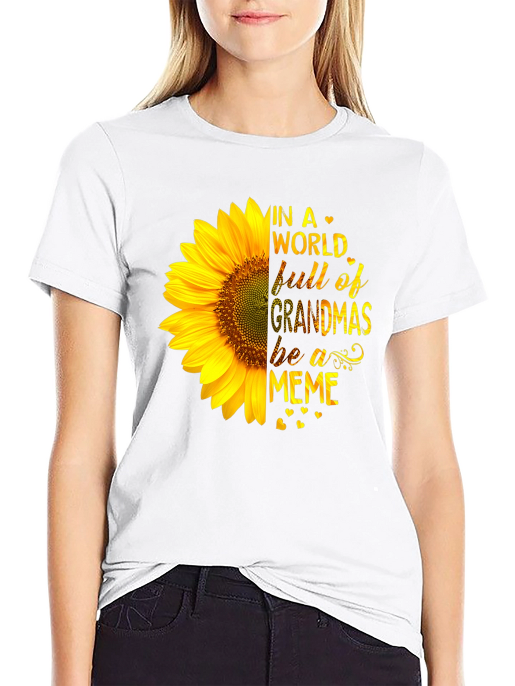 Sunflower Grandma Meme Black T-Shirt