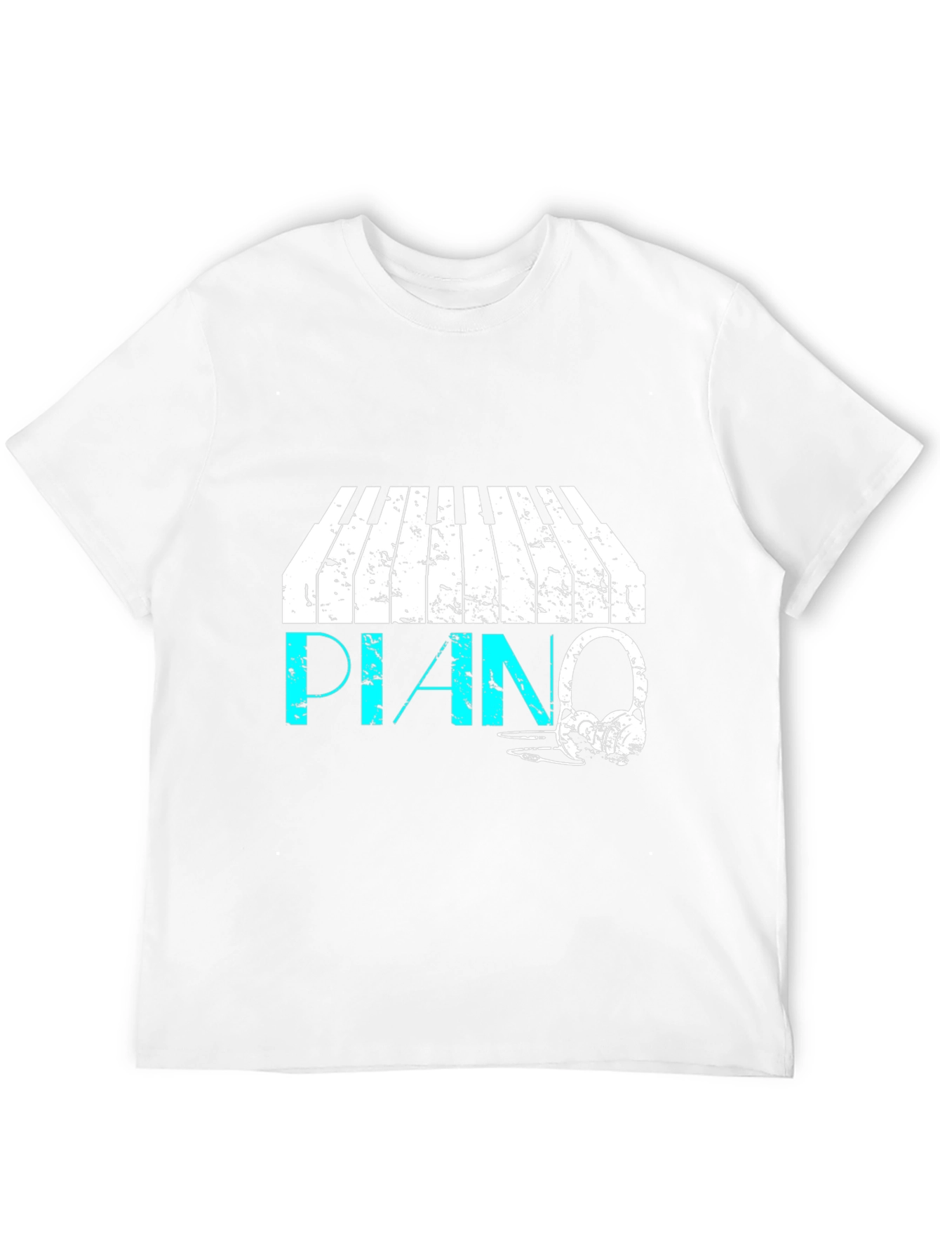 Piano & Headphone Graphic Black T-Shirt