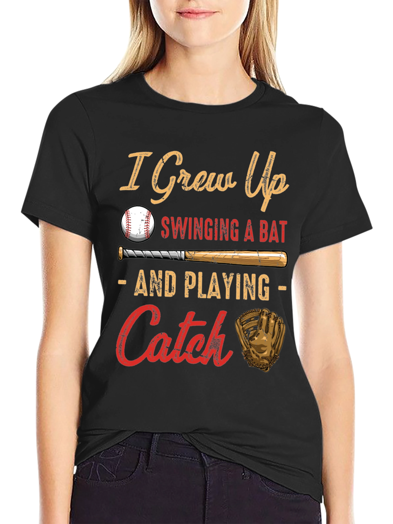 I Grew Up Swinging a Bat Baseball T-Shirt