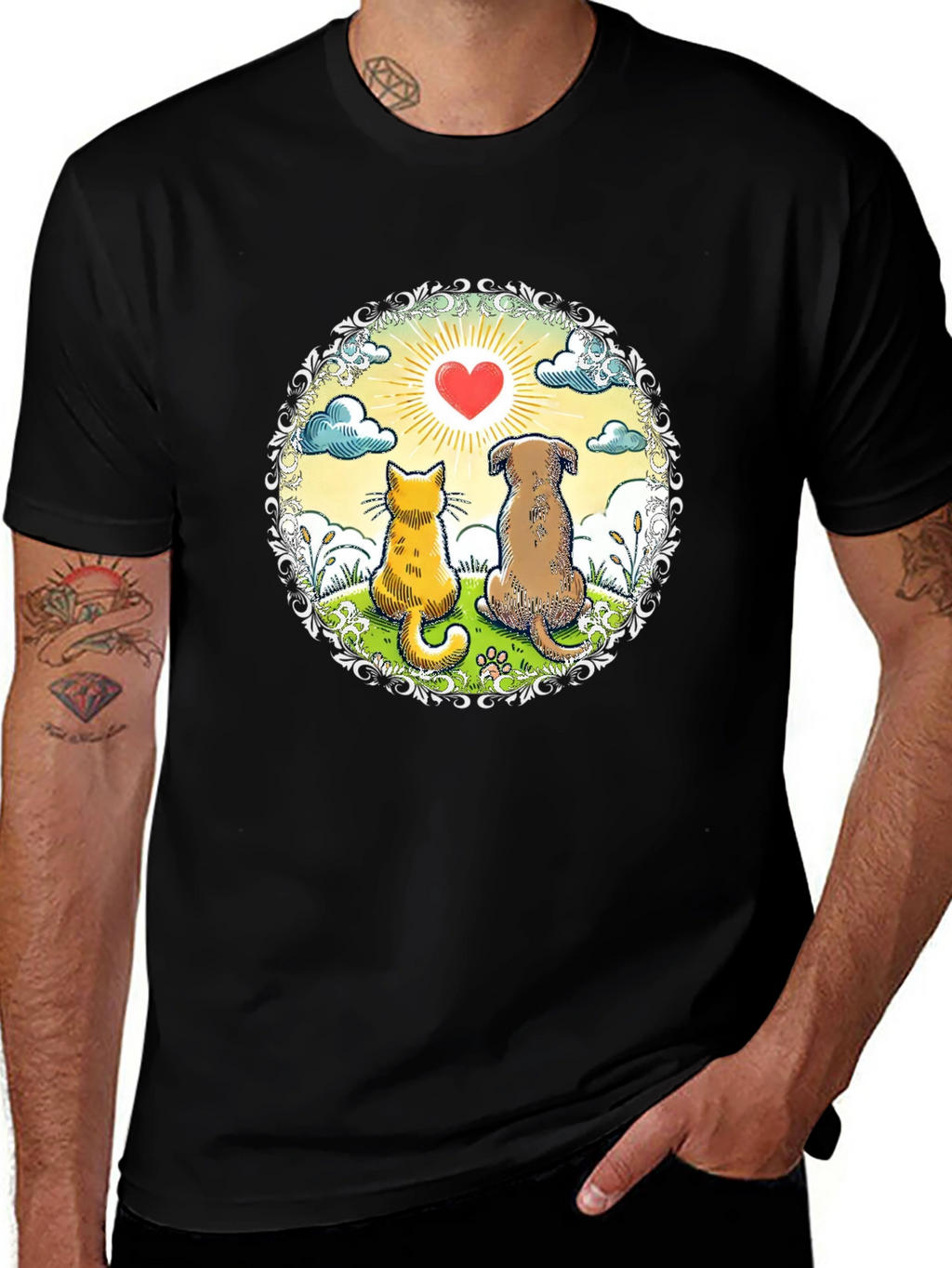 Cat & Dog Love Graphic Tee