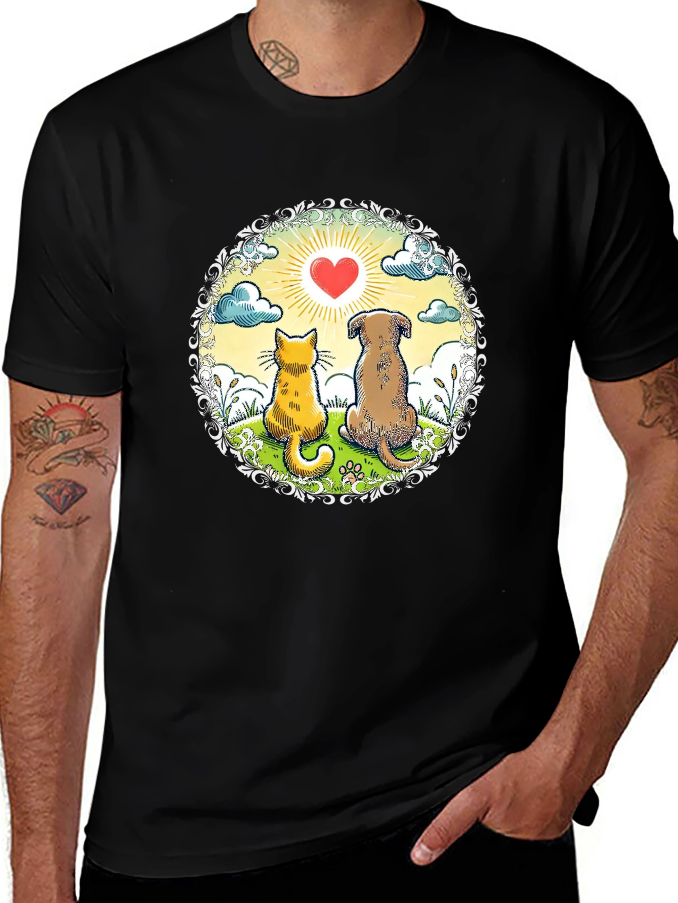 Cat & Dog Love Graphic Tee