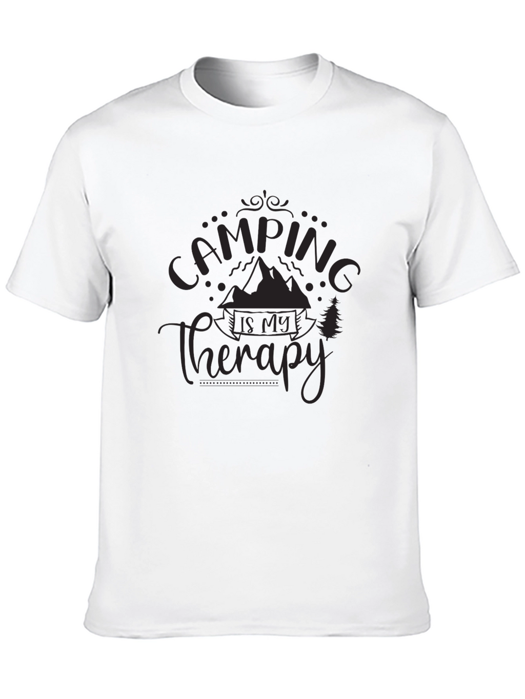 Camping is My Therapy Black Graphic T-Shirt