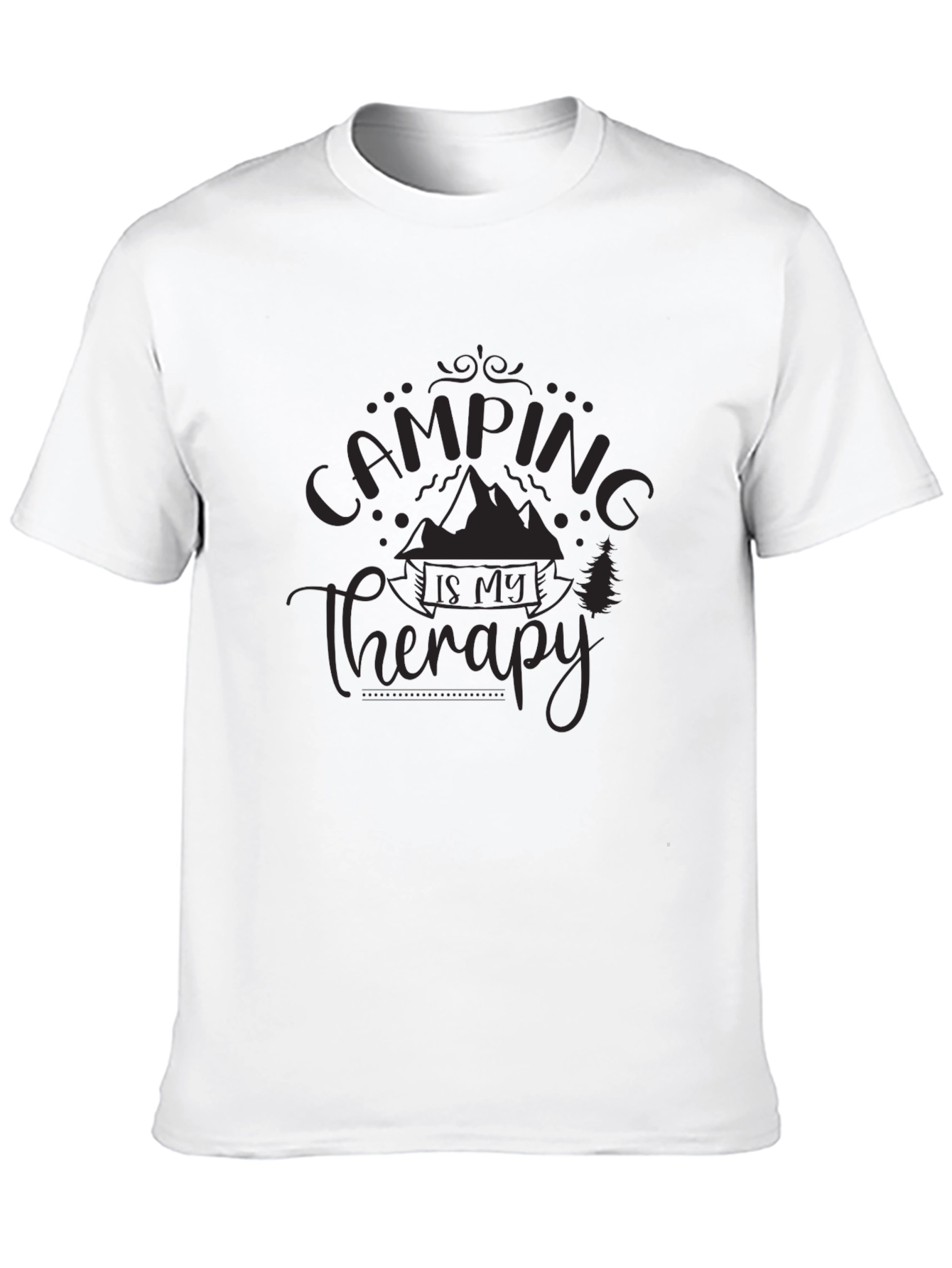Camping is My Therapy Black Graphic T-Shirt
