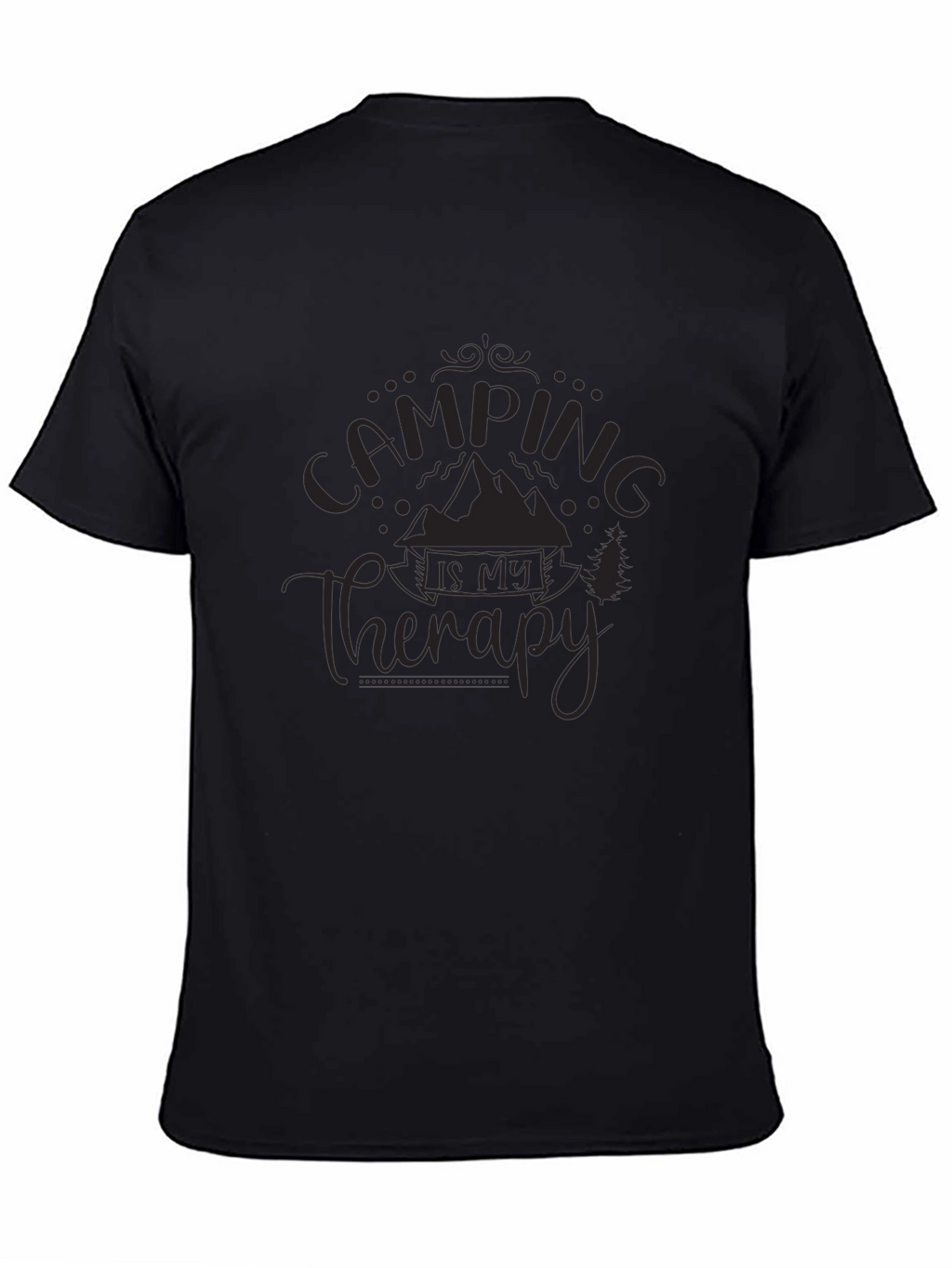Camping is My Therapy Black Graphic T-Shirt
