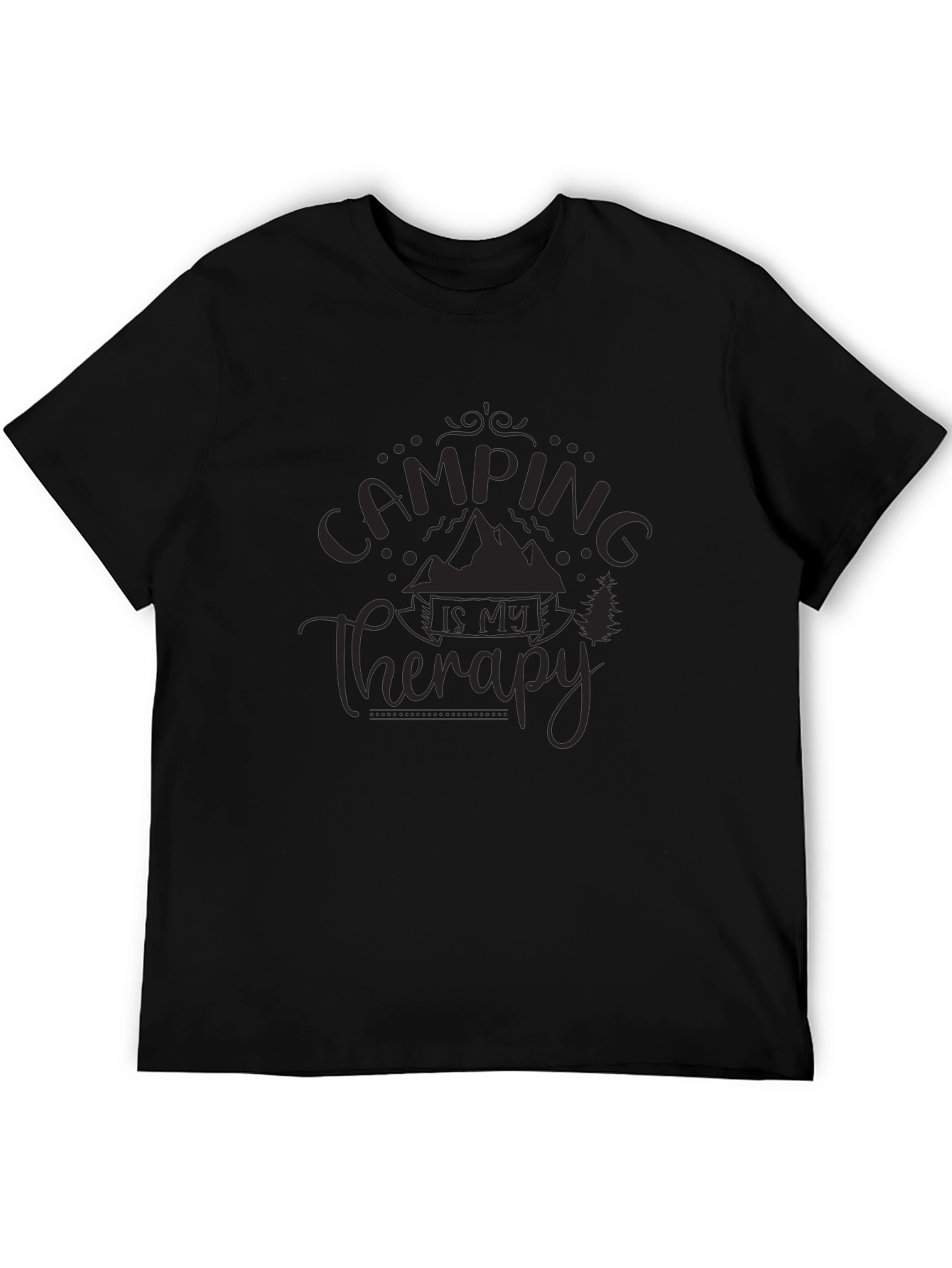 Camping is My Therapy Black Graphic T-Shirt