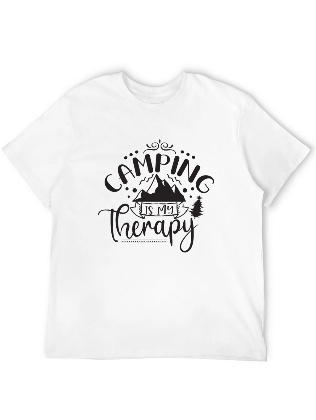 Camping is My Therapy Black Graphic T-Shirt