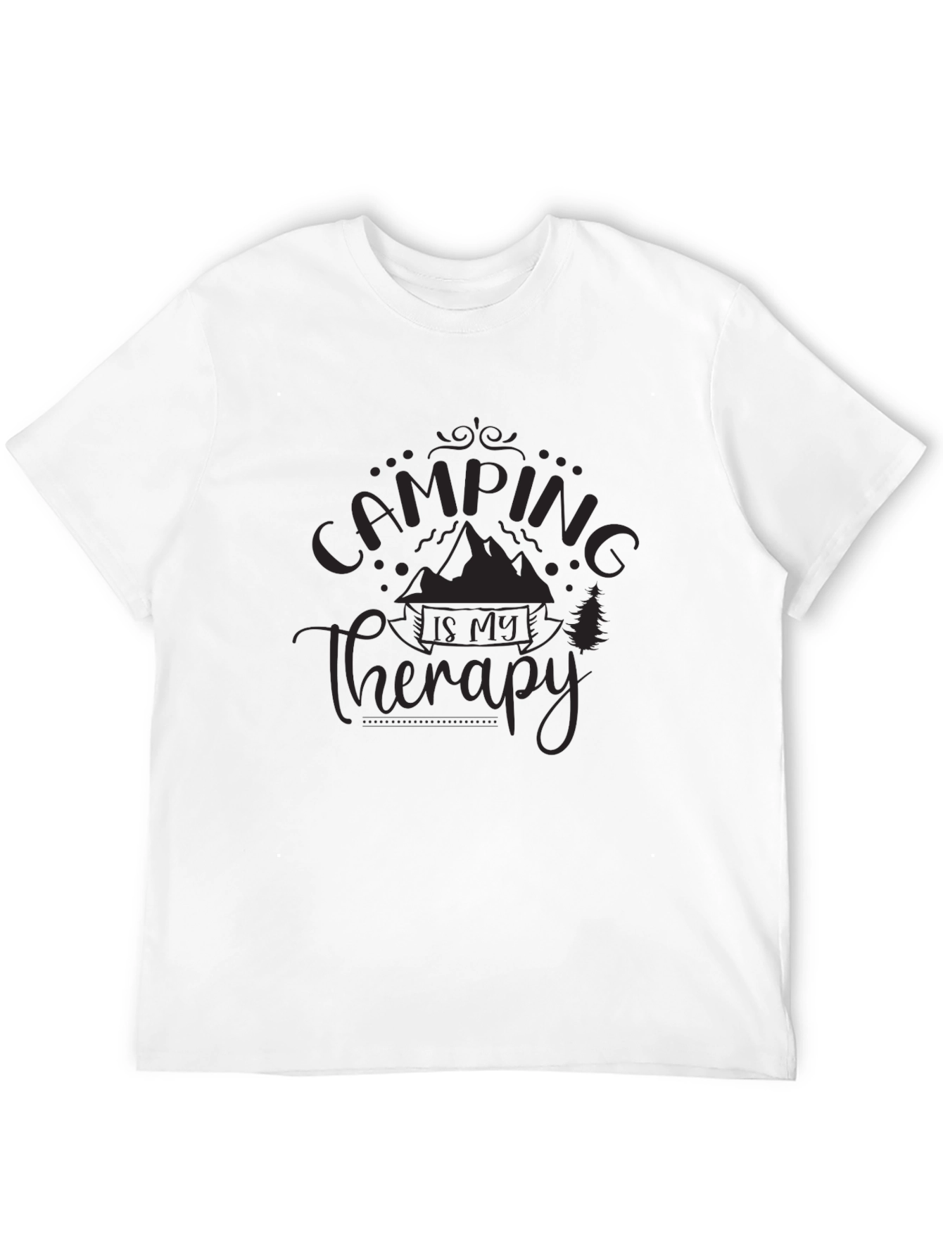 Camping is My Therapy Black Graphic T-Shirt