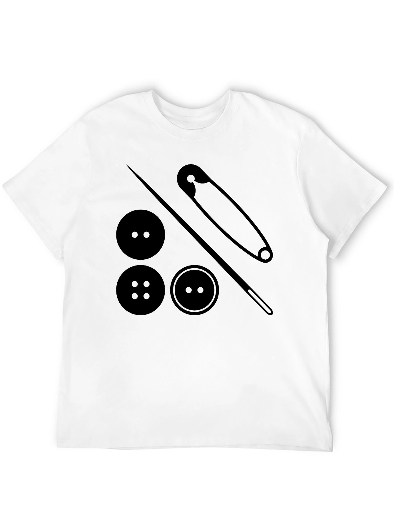 Sewing Buttons & Pin T-Shirt - Black