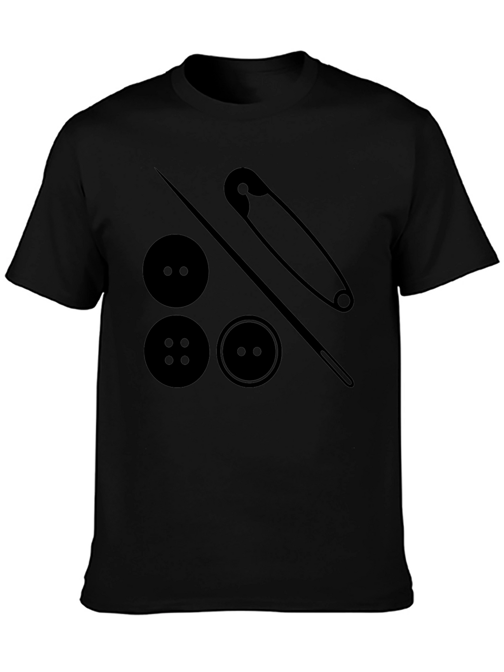Sewing Buttons & Pin T-Shirt - Black
