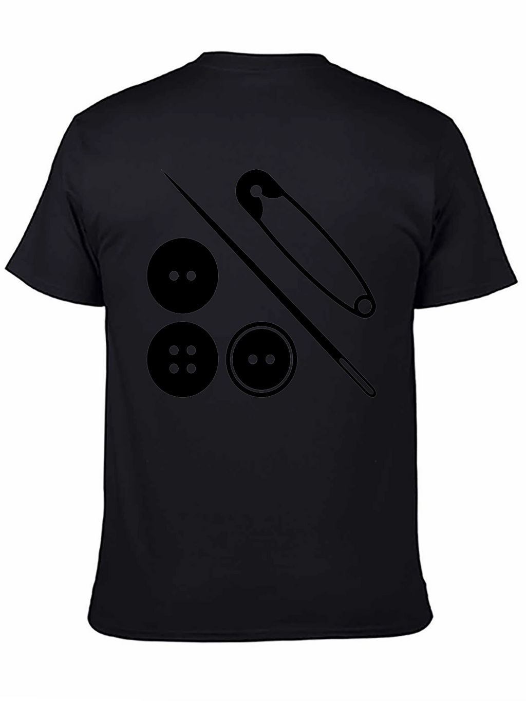 Sewing Buttons & Pin T-Shirt - Black