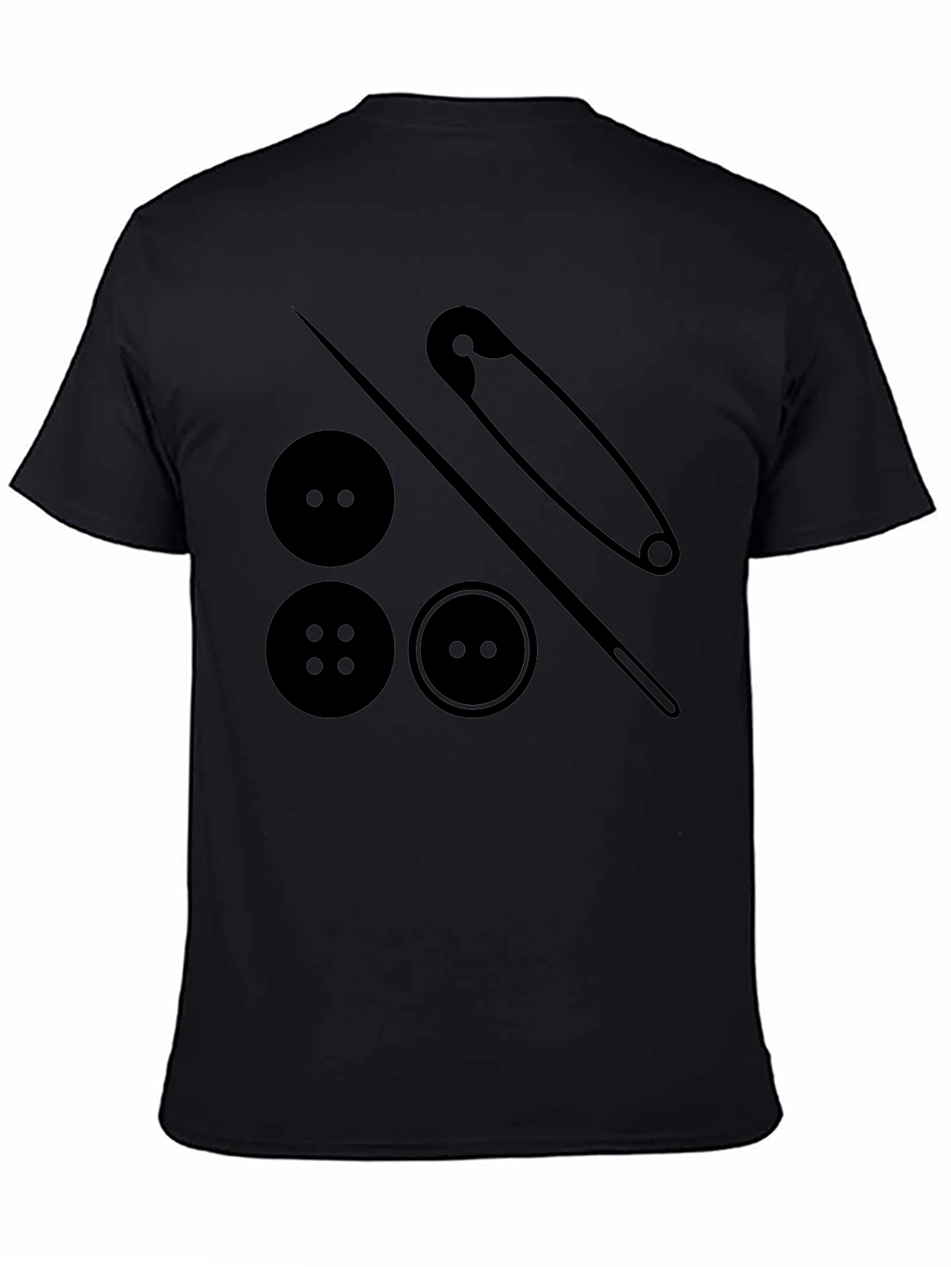 Sewing Buttons & Pin T-Shirt - Black
