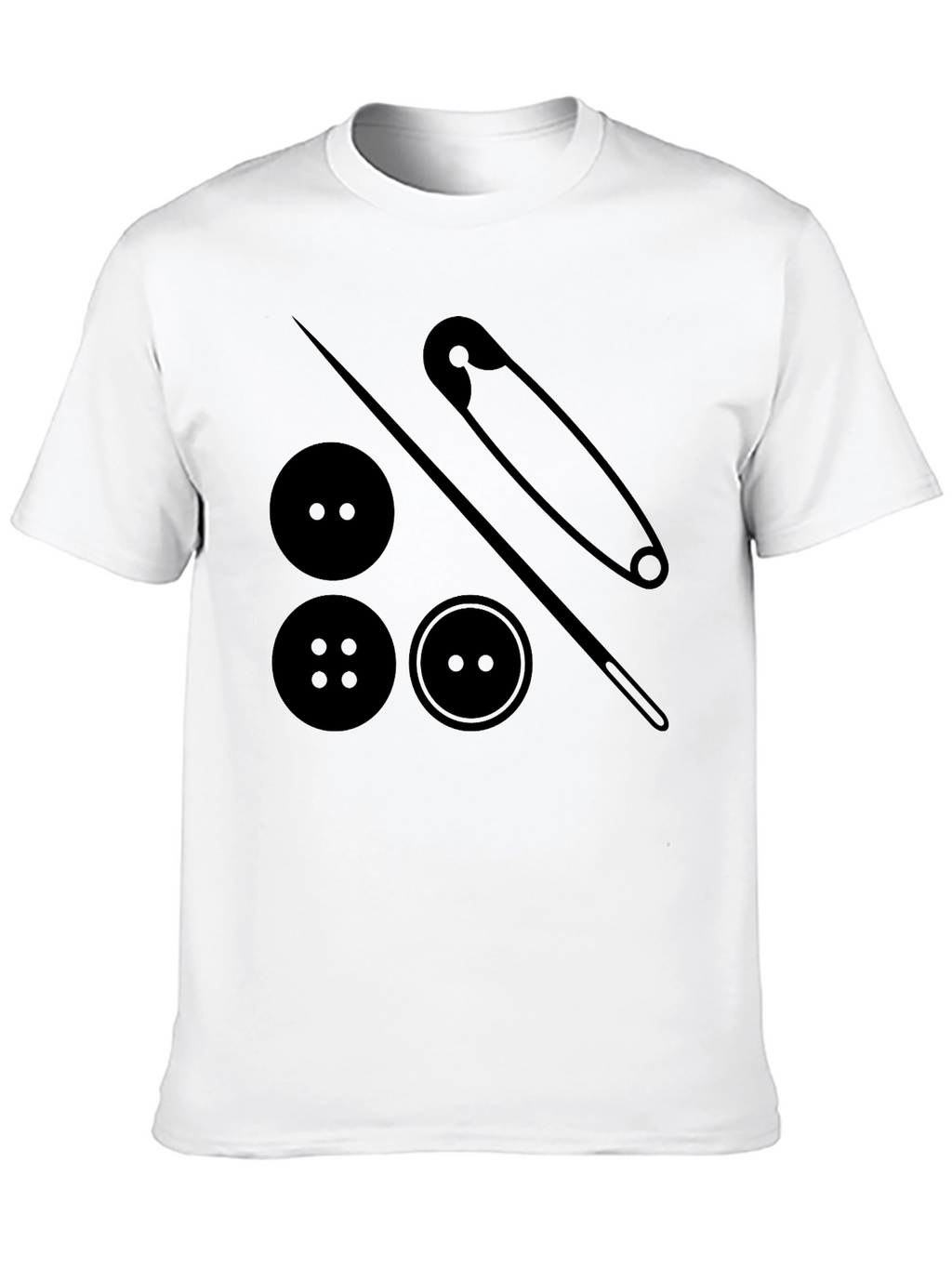 Sewing Buttons & Pin T-Shirt - Black