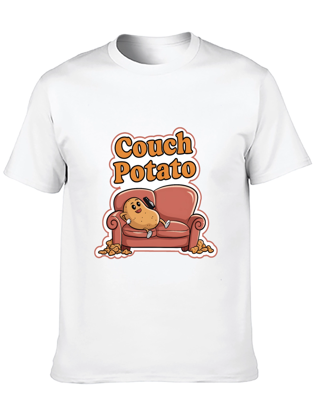 Couch Potato Black Graphic Tee - Funny Cartoon Potato Shirt