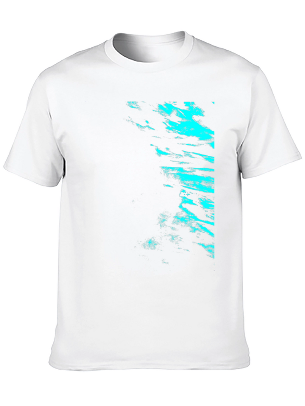 Black Tee with Cyan Abstract Design