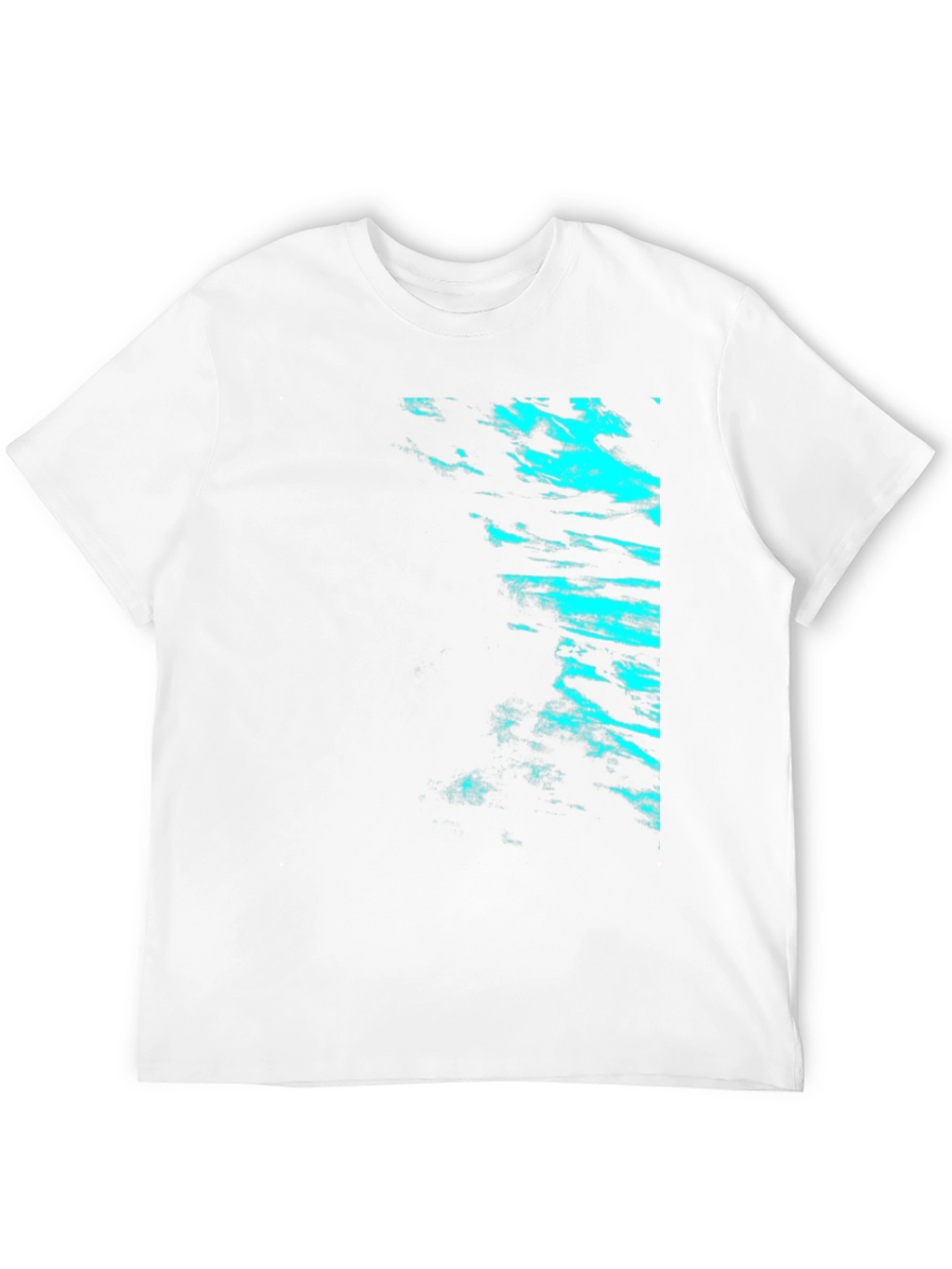 Black Tee with Cyan Abstract Design