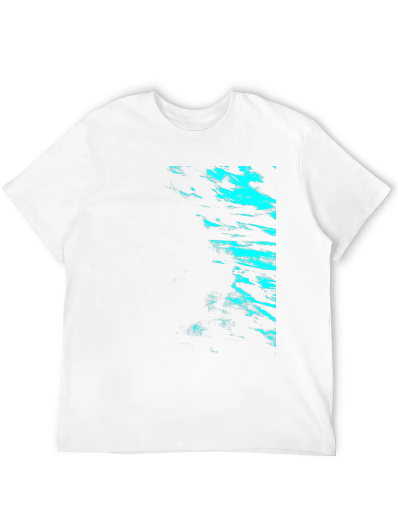 Black Tee with Cyan Abstract Design