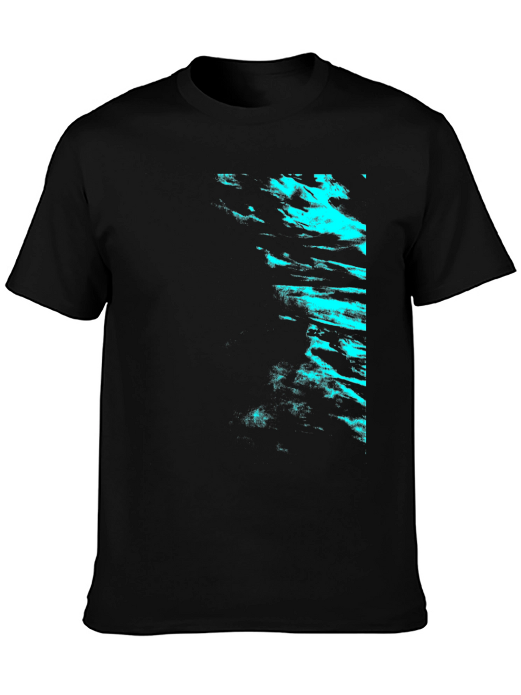 Black Tee with Cyan Abstract Design