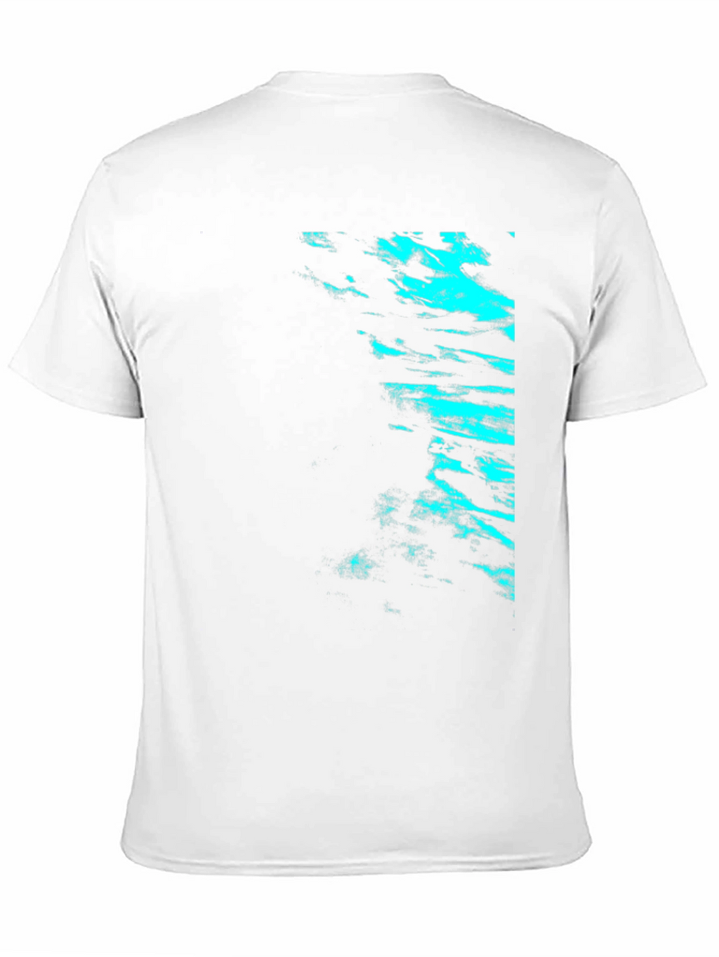 Black Tee with Cyan Abstract Design
