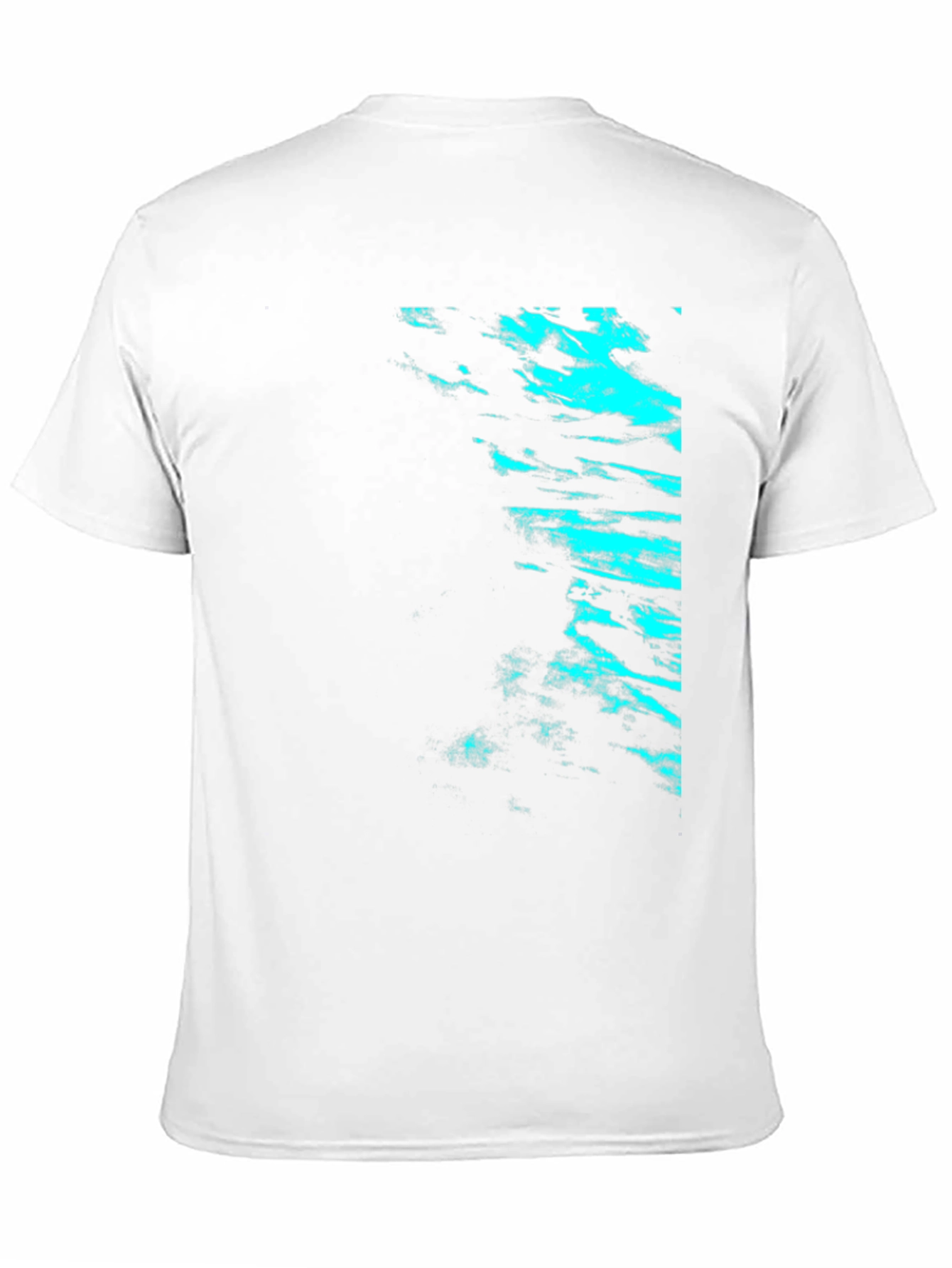 Black Tee with Cyan Abstract Design