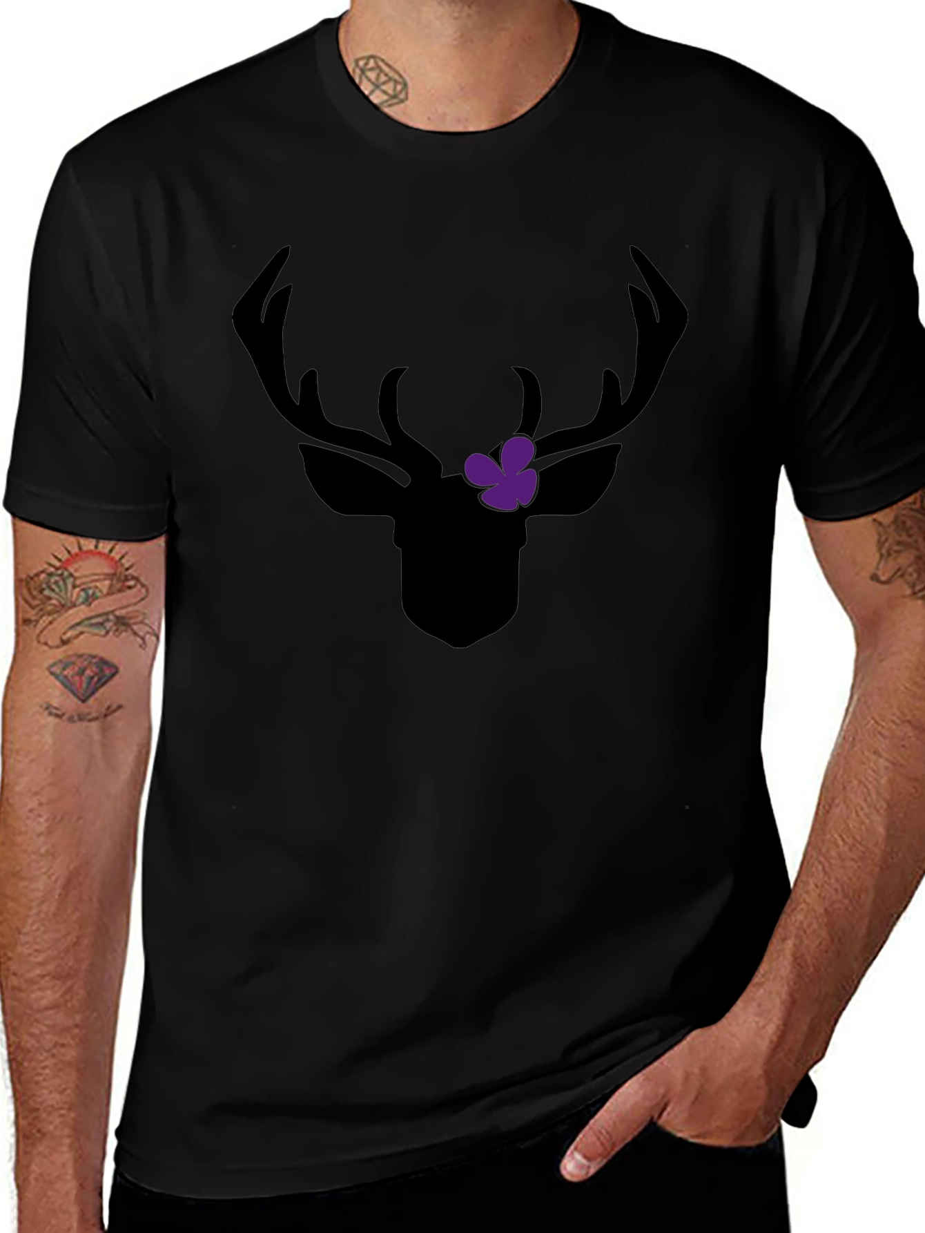 Deer Antler Floral Graphic T-Shirt - Unisex Cotton Tee