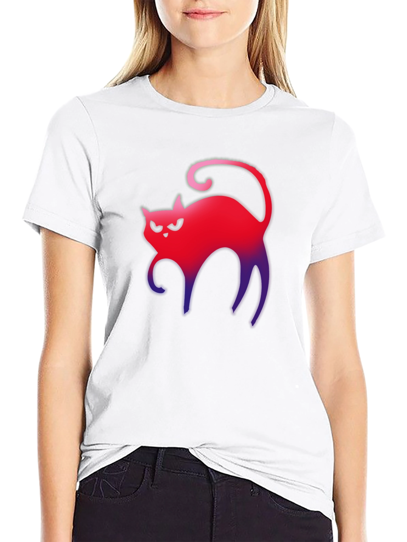 Gradient Cat Graphic Tee - Mens Black T-Shirt