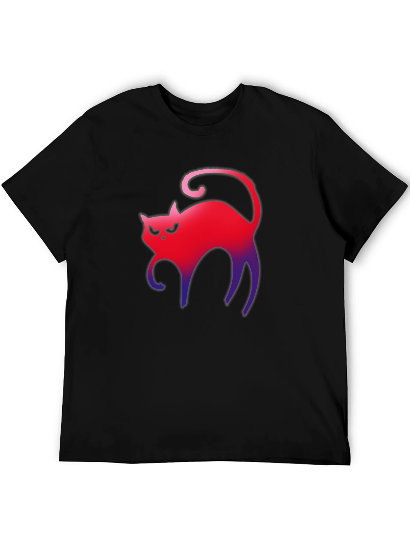 Gradient Cat Graphic Tee - Mens Black T-Shirt