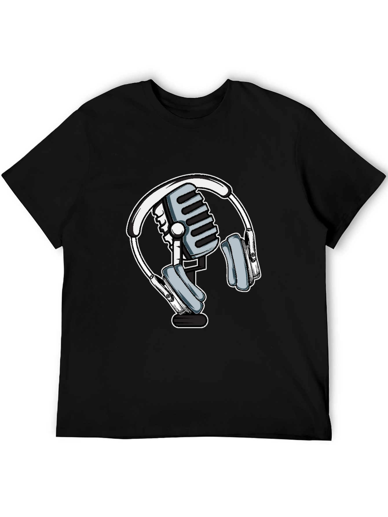Microphone and Headphone Graphic T-Shirt