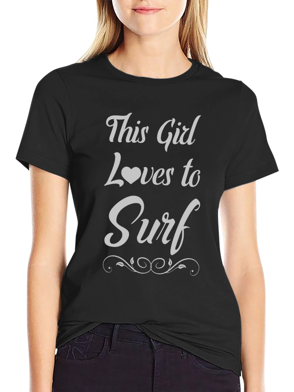 This Girl Loves to Surf T-Shirt - Black