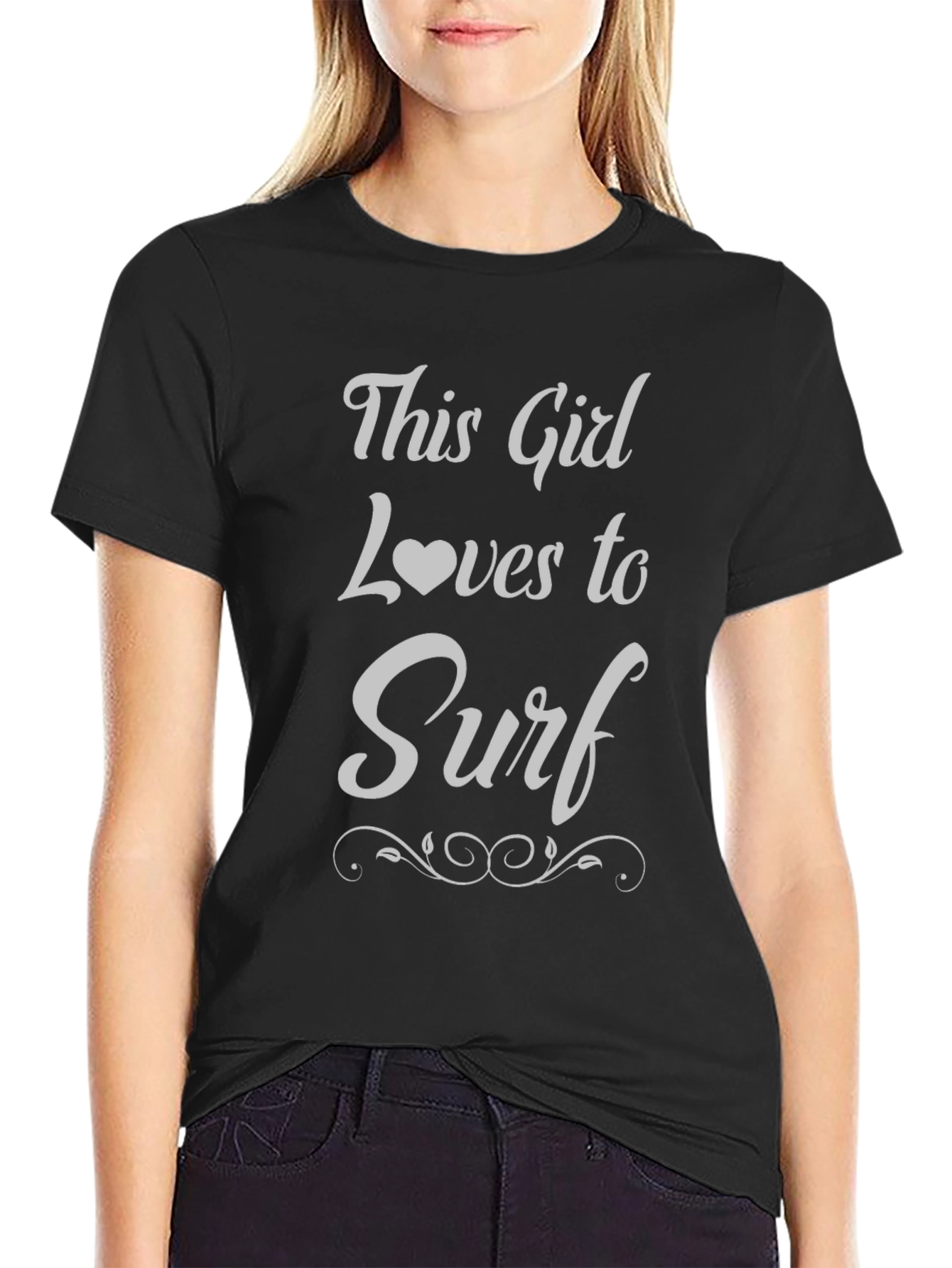 This Girl Loves to Surf T-Shirt - Black